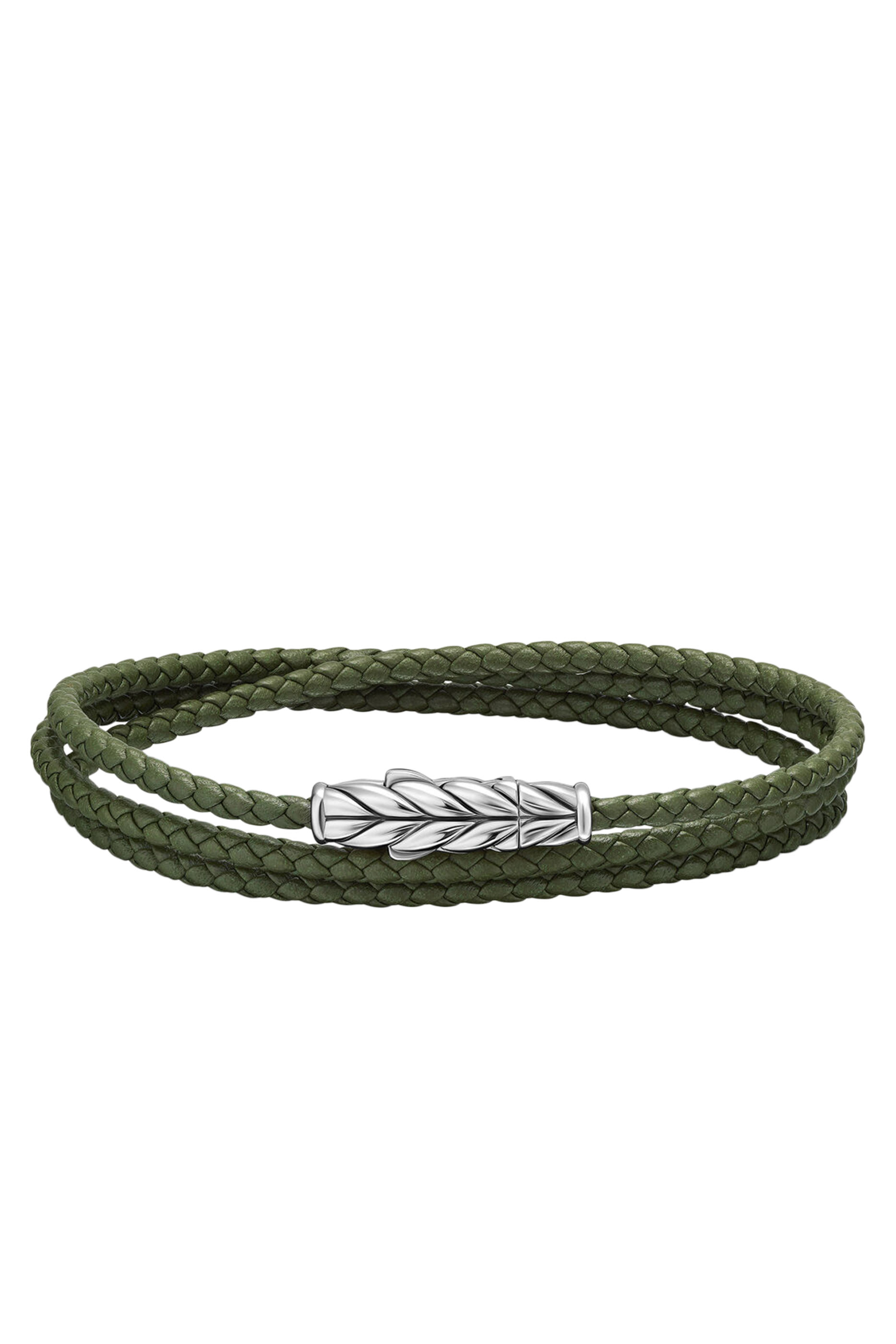 سوار شيفرون ثلاثي اللف، فضة استرلينية وجلد