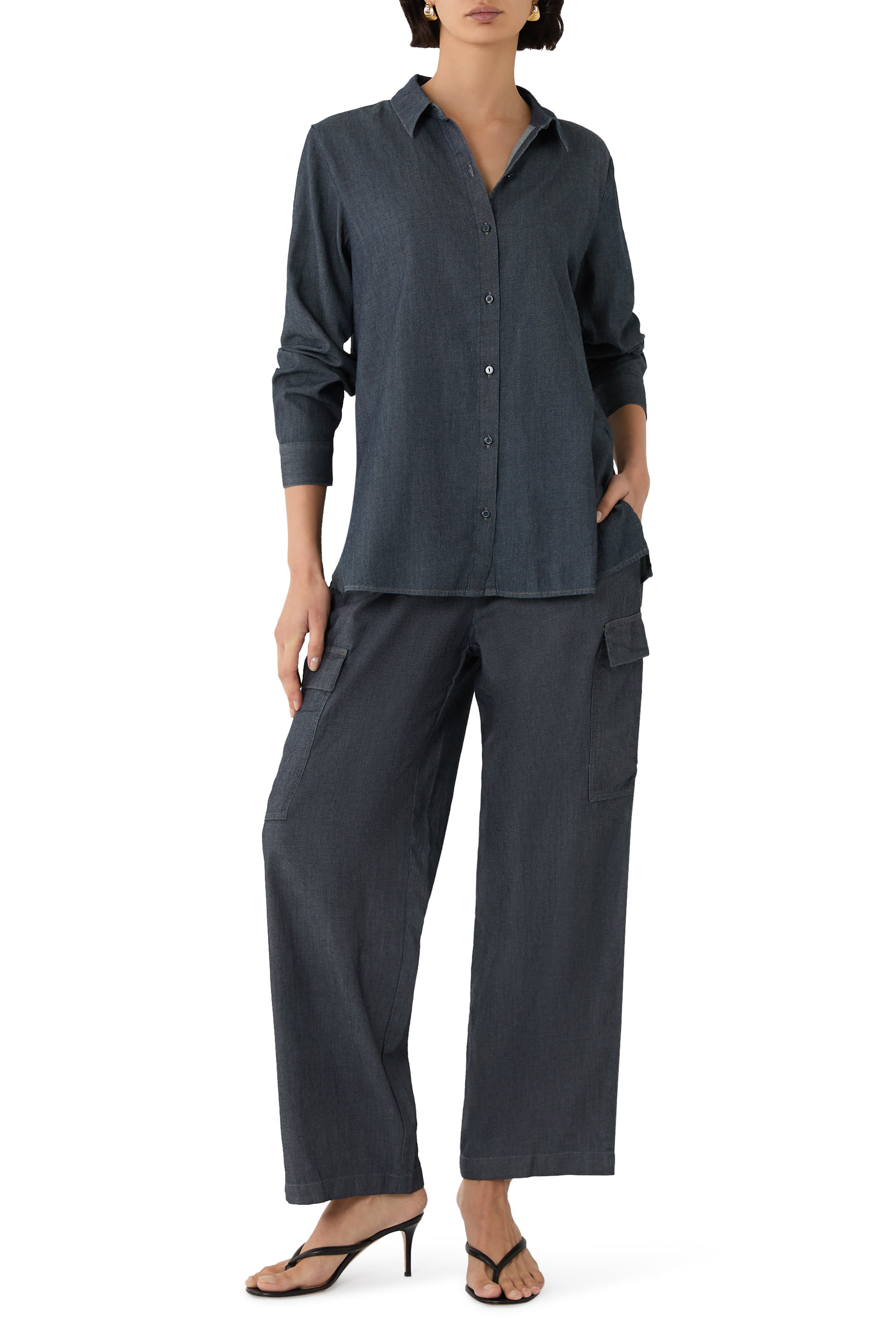 Airy Organic Cotton Twill Classic Collar Shirt 