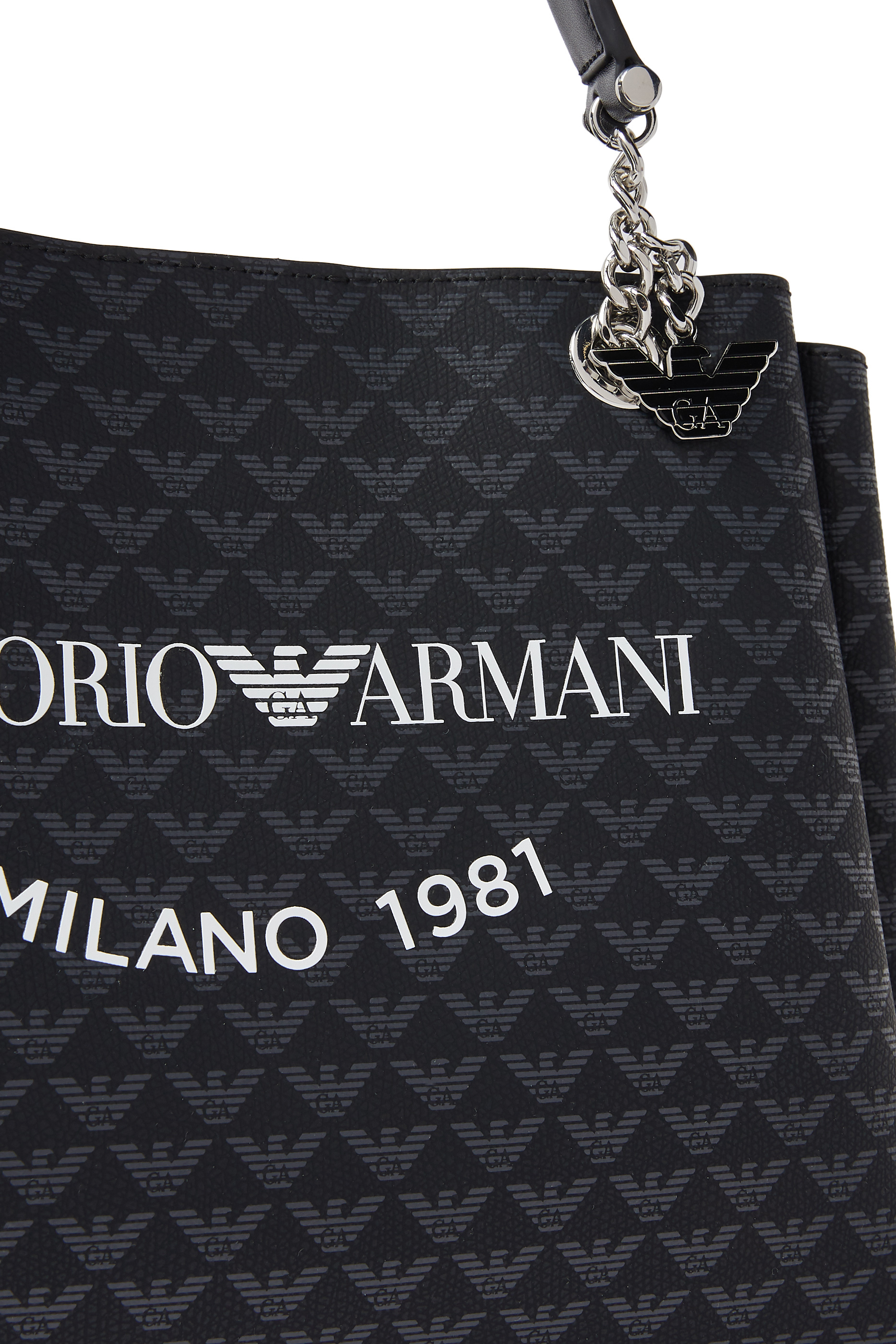 حقيبة يد مزينة كليا بنقشة شعار الماركة وحلية النسر