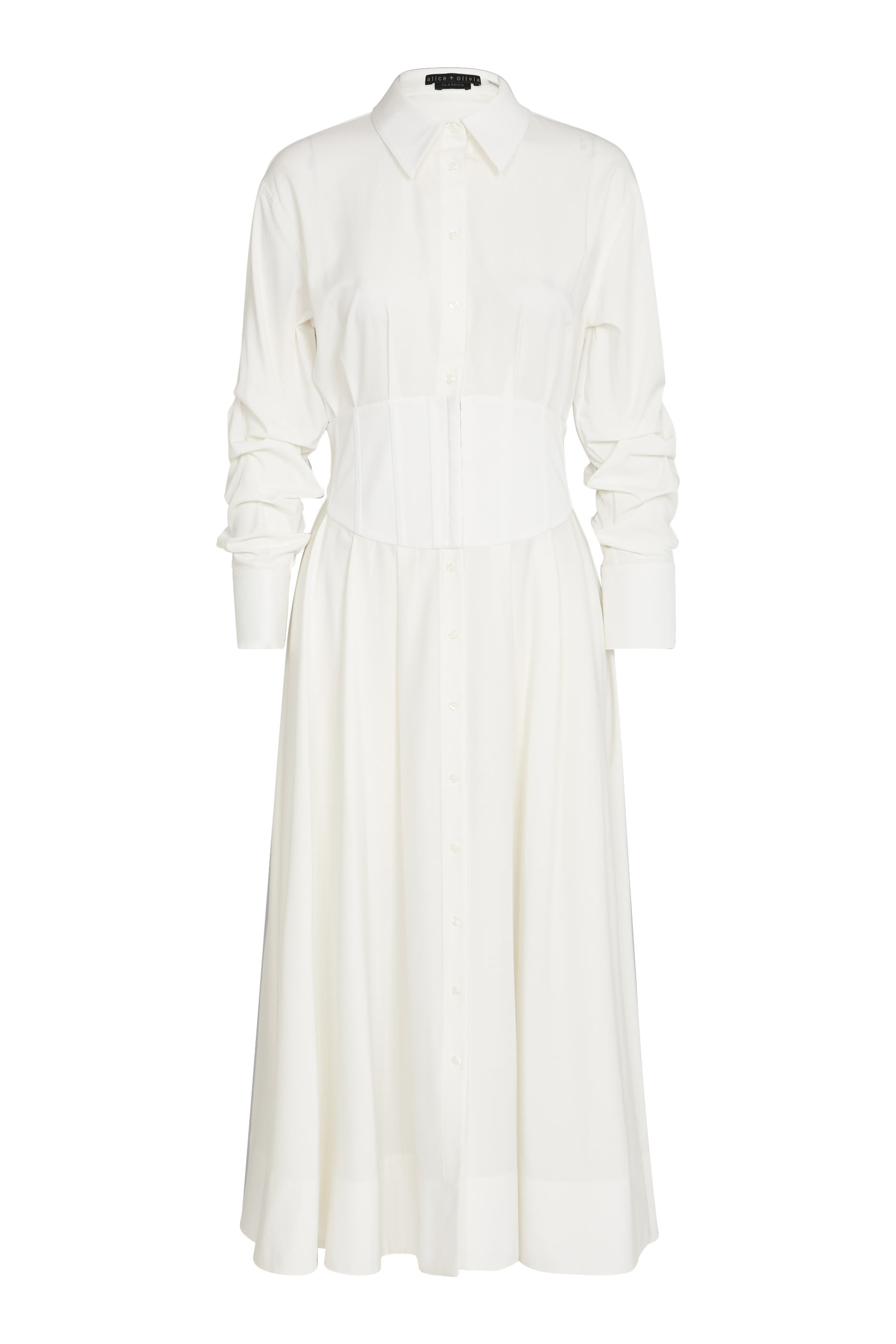 فستان إيدي متوسط الطول بنمط مشد بأزرار