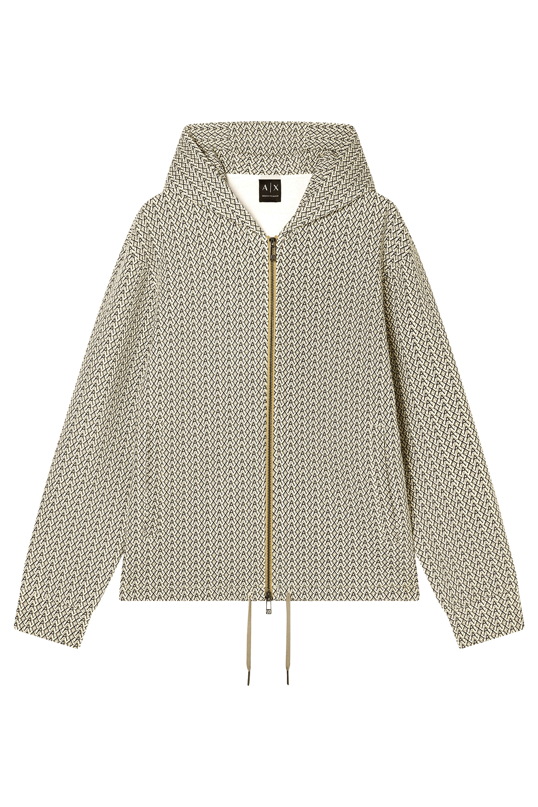 سويت شيرت بغطاء رأس بسحاب مزين بشعار الماركة بالكامل