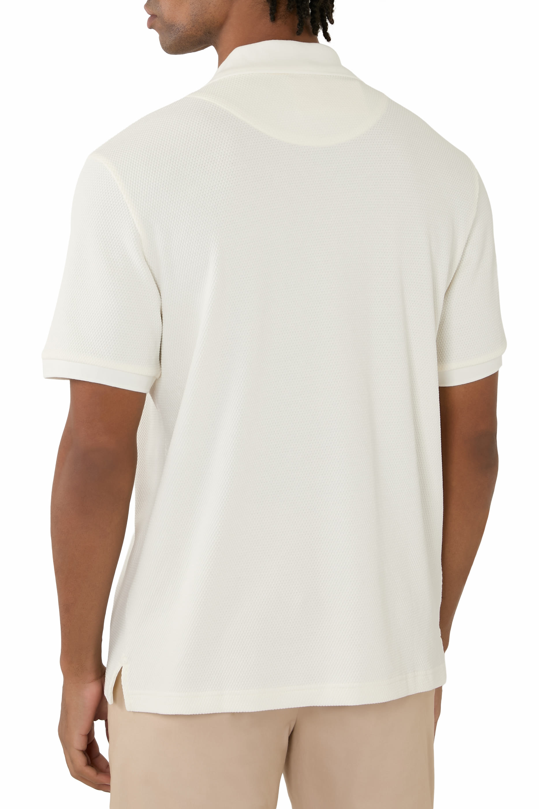 تيشيرت بولو قماش منسوج بياقة مفتوحة