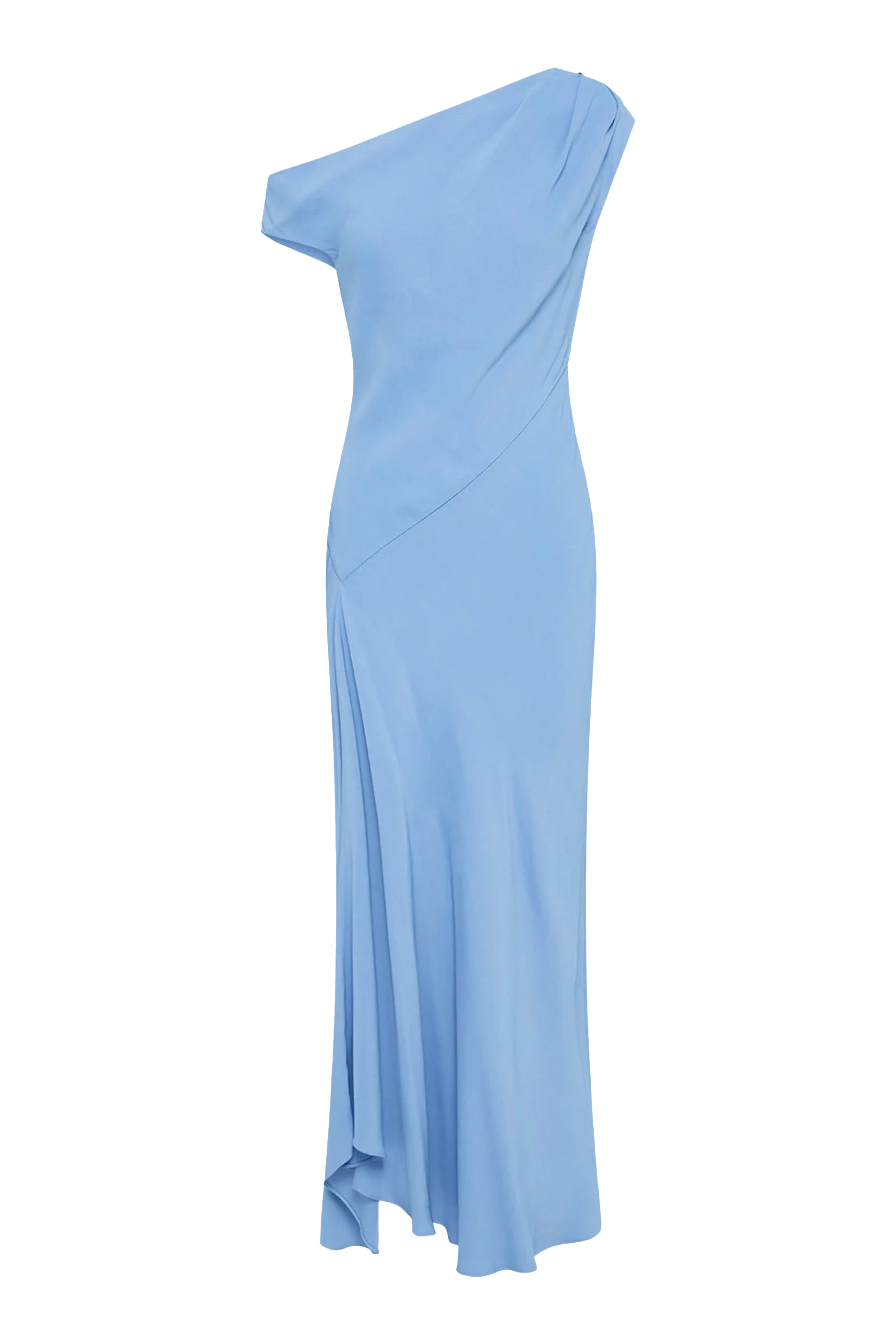 فستان ريو بتصميم غير متماثل درابيه وقصة متوسطة الطول