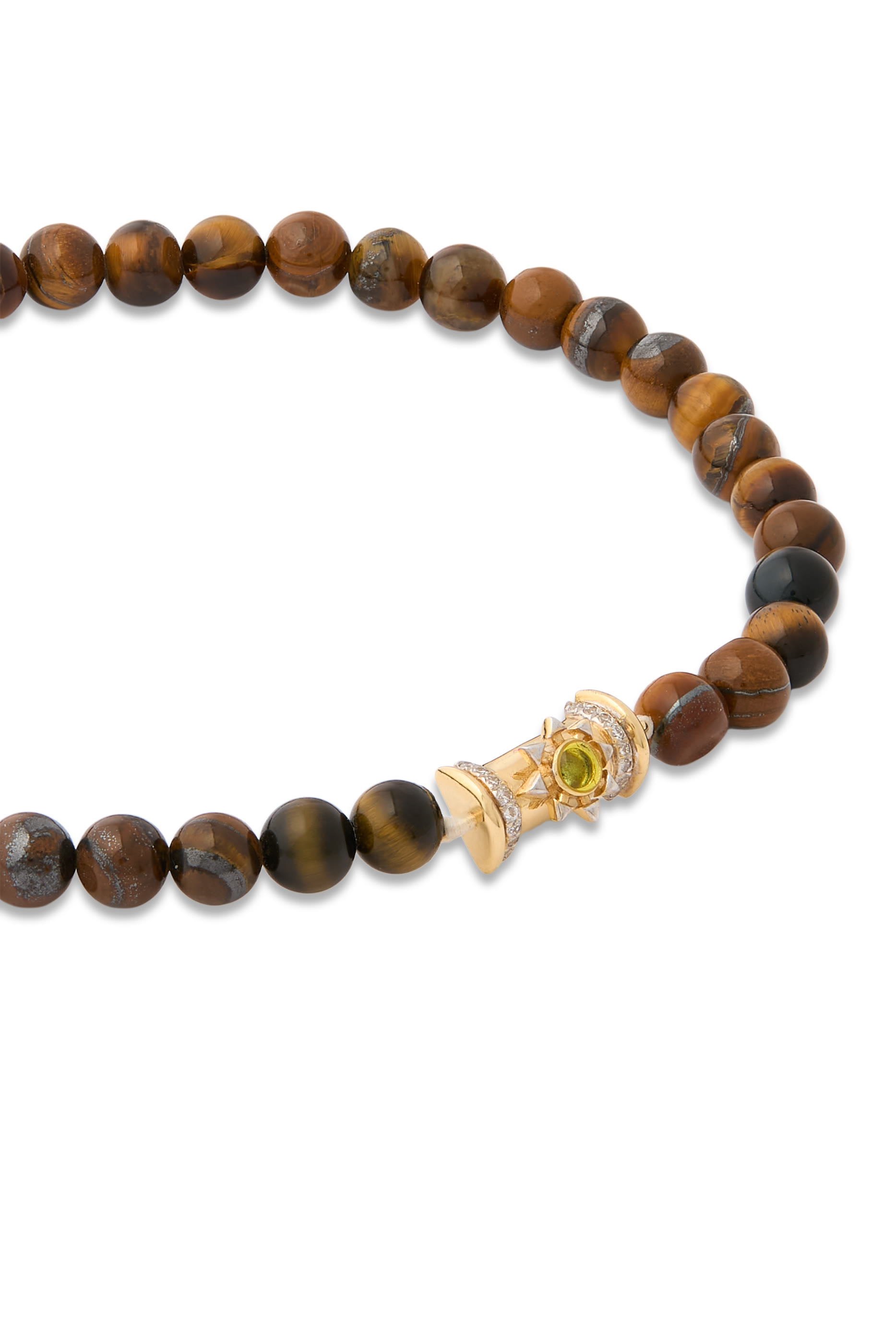 سوار وريور ستار سيد بحلية مزينة بالماس، ذهب أصفر عيار 18 وخرز عين النمر