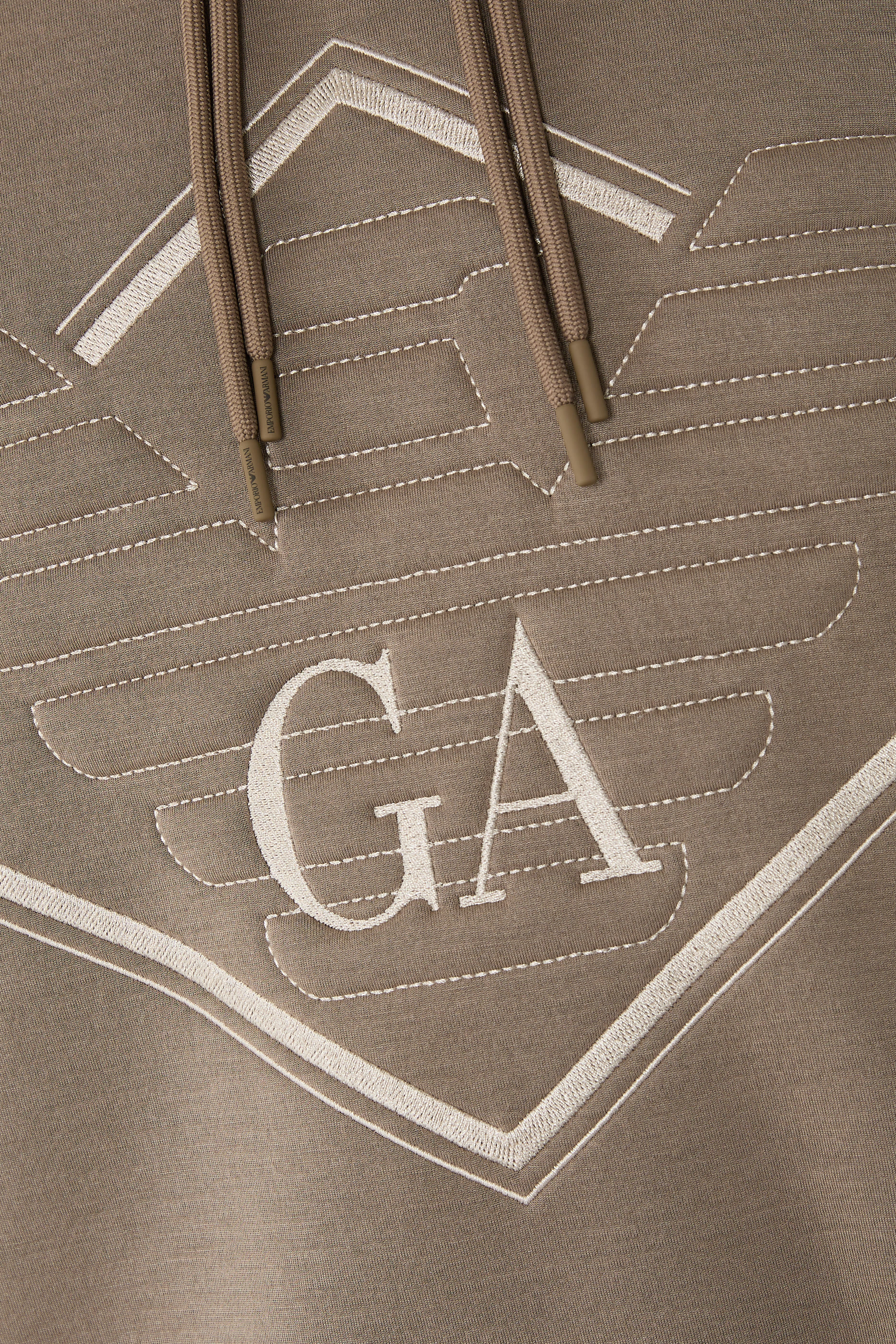 سويت شيرت بغطاء رأس وشعار الماركة بحجم كبير جيرسيه مزدوج