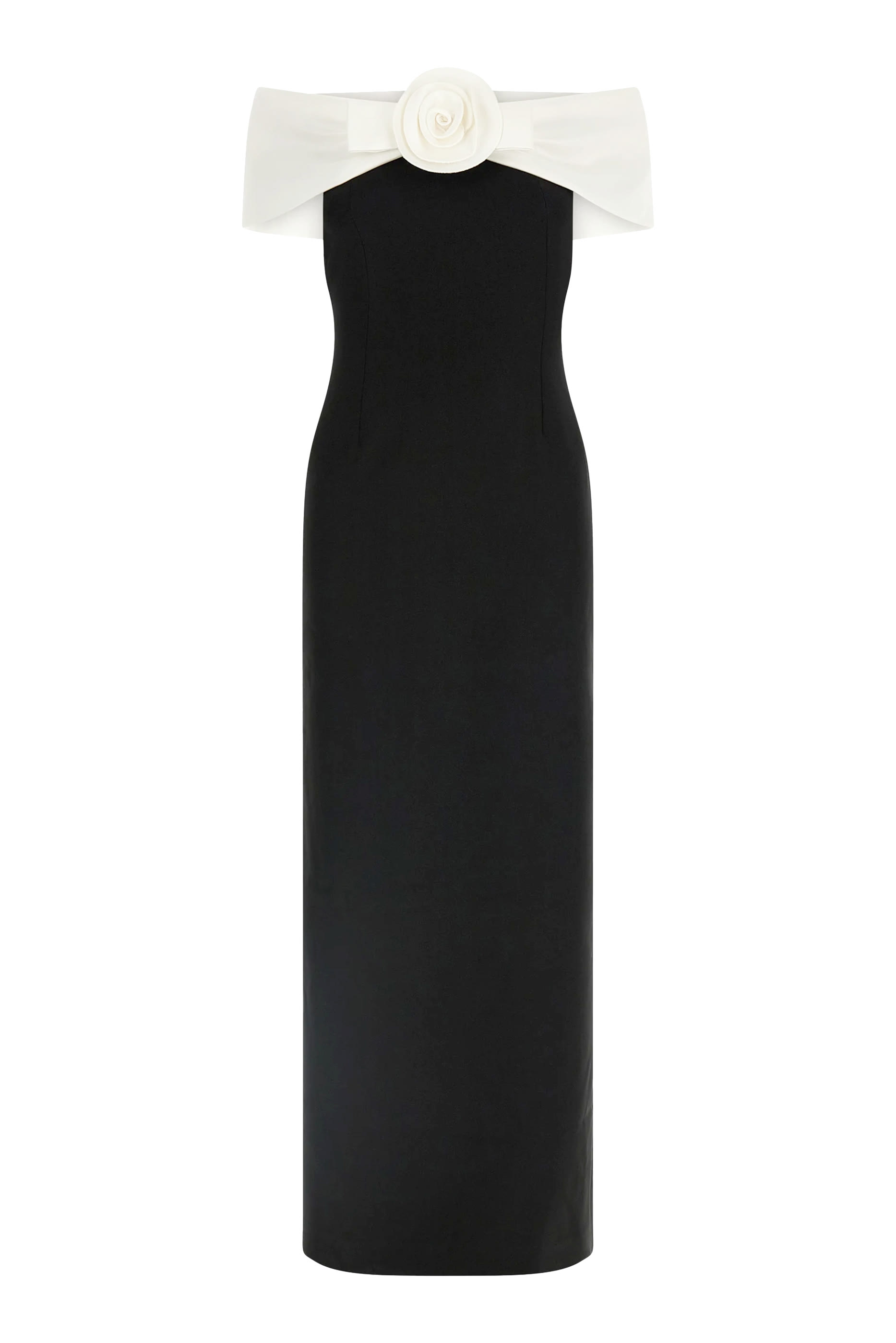 فستان بنقشة أزهار طويل كريب