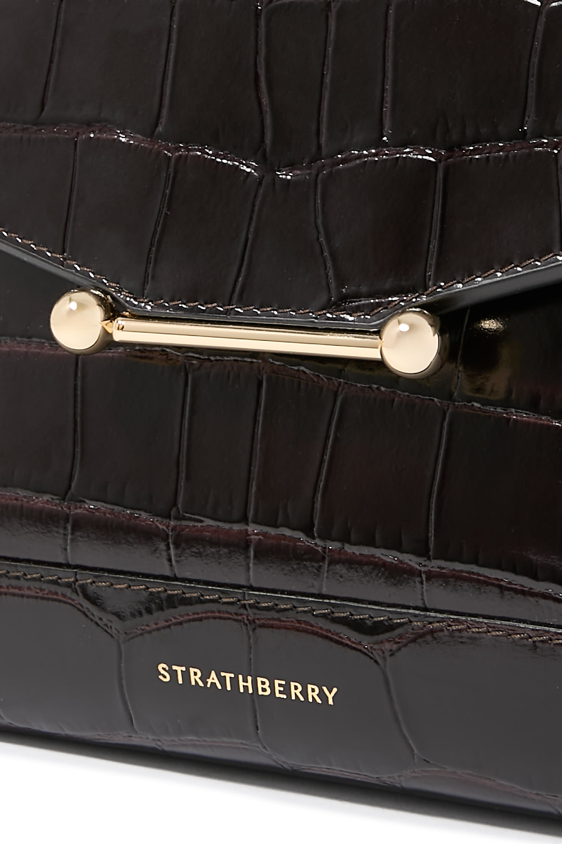 حقيبة يد بنقشة جلد التمساح متوسطة