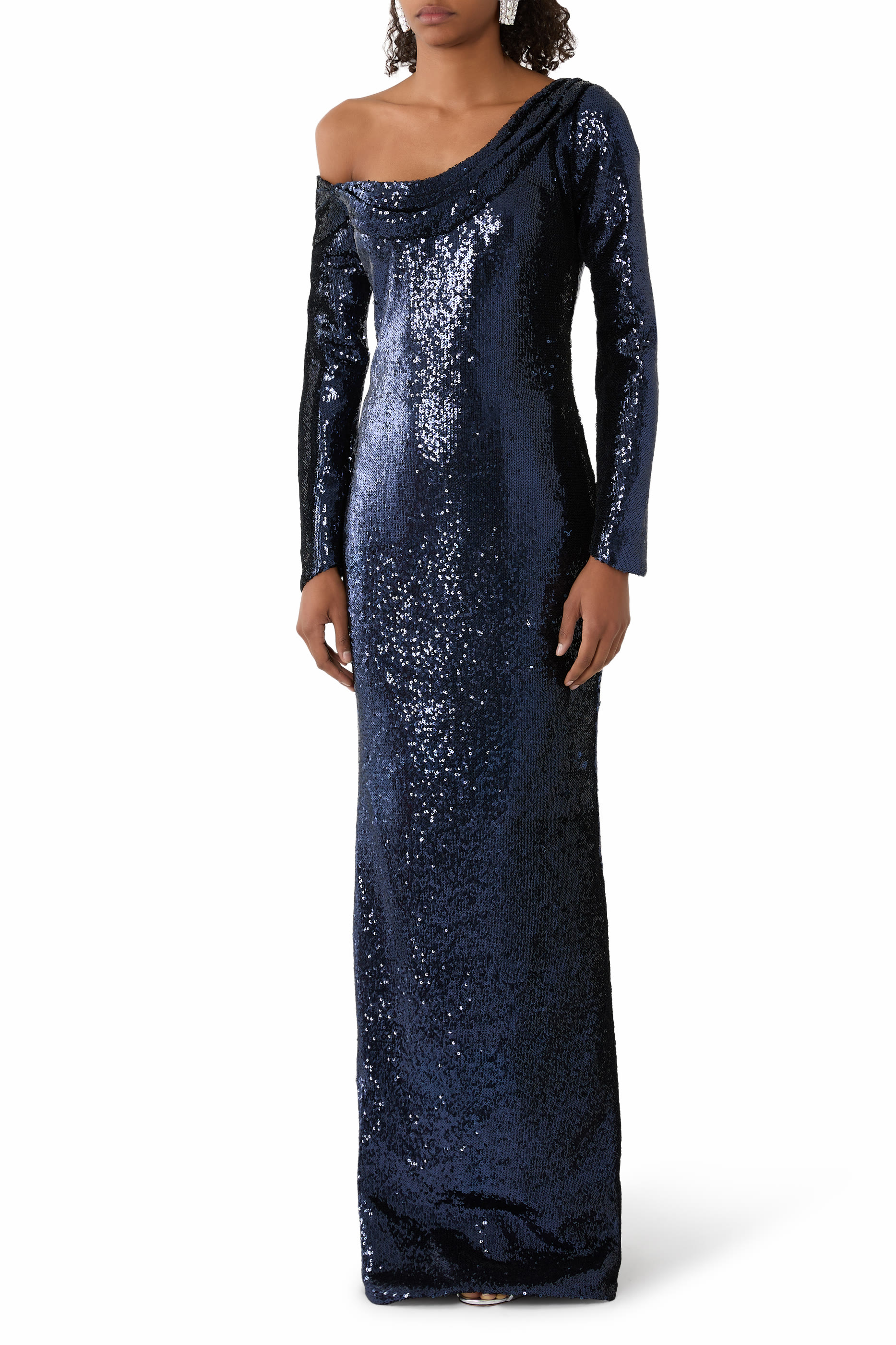 فستان سهرة كوميت بياقة مطوية