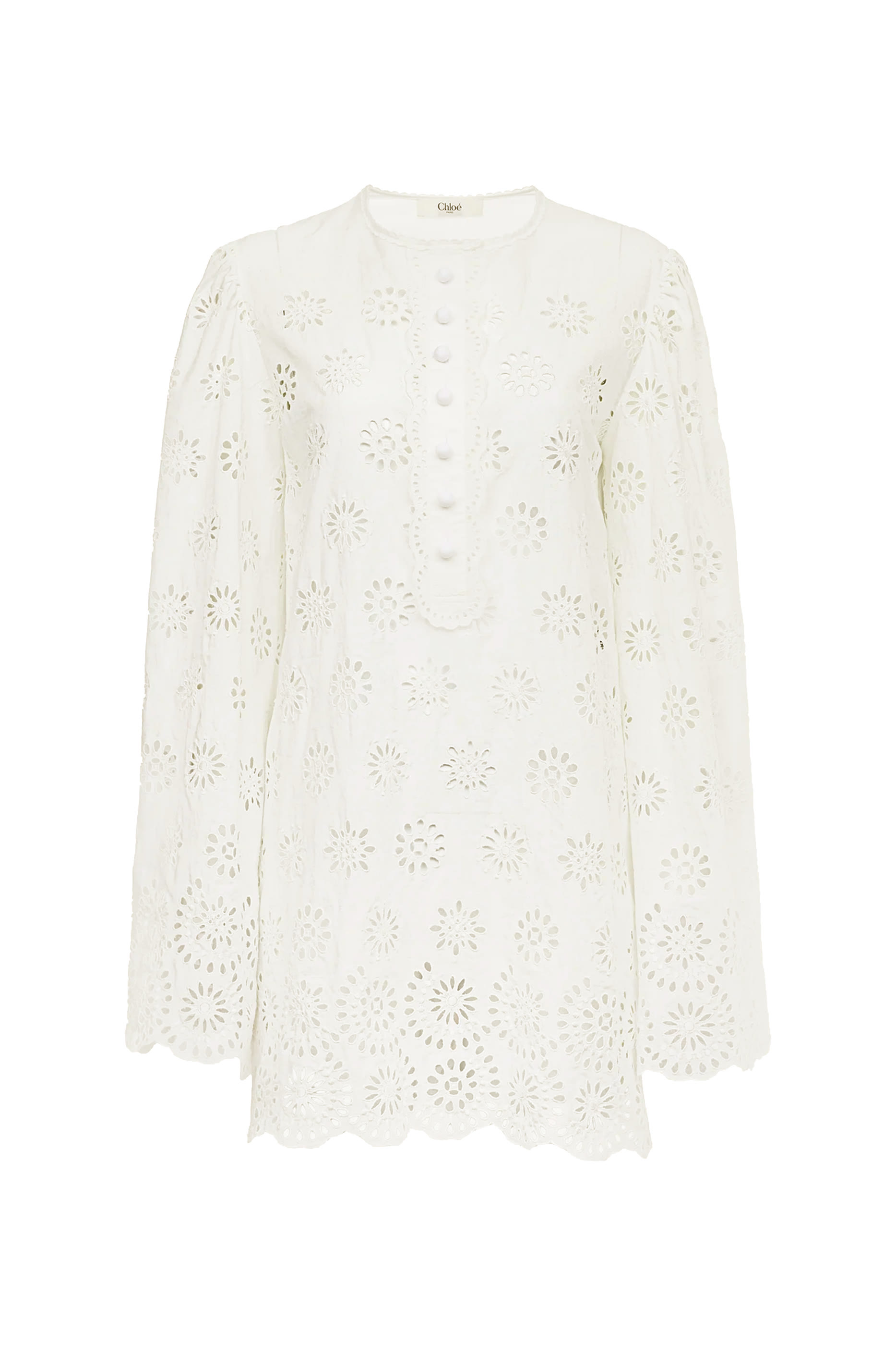 فستان قصير بأكمام طويلة قطن فوال