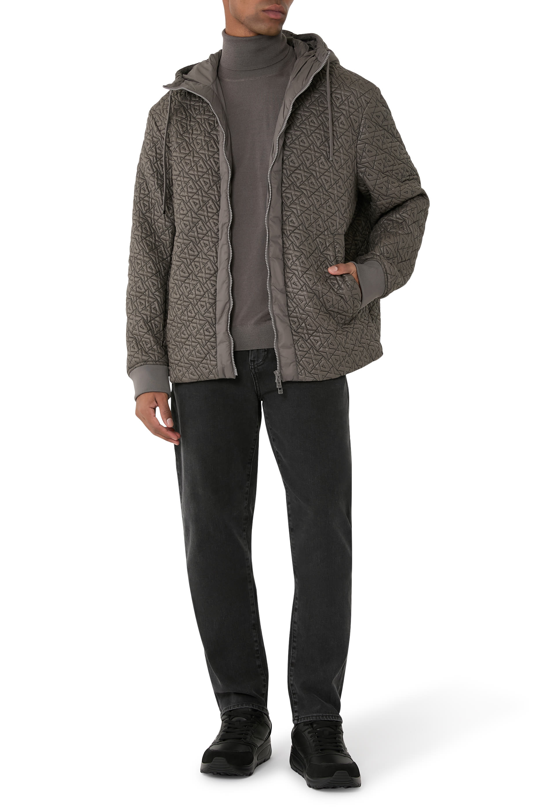 كنزة بياقة عالية مزيج صوف