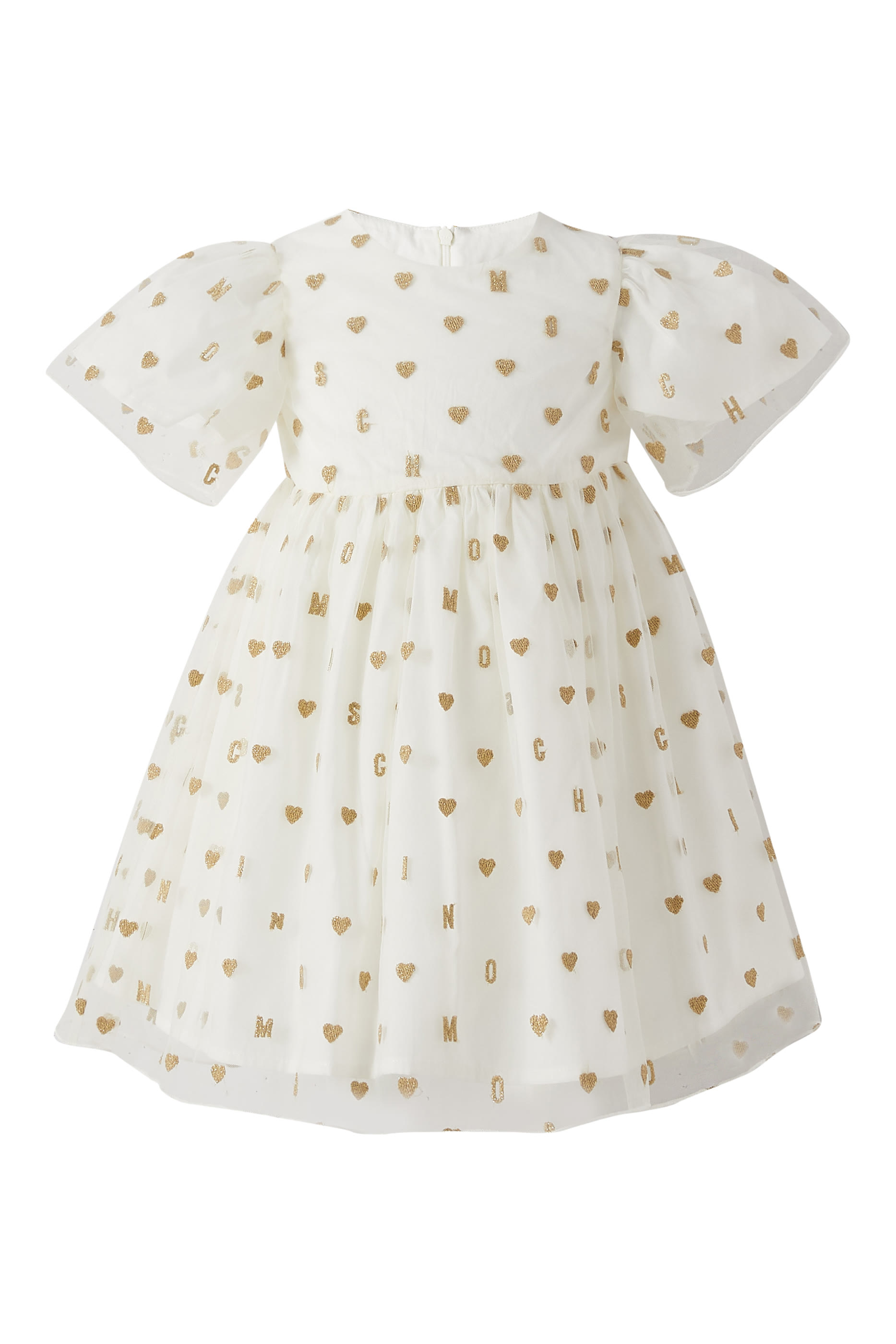 فستان بنقشة شعار الماركة وقلب تول للأطفال