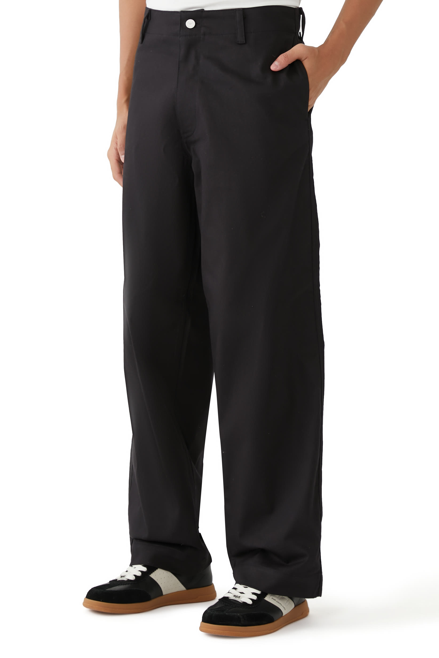 بنطال بقصة ساق مستقيمة قطن معاد تدويره من التشكيلة المستدامة