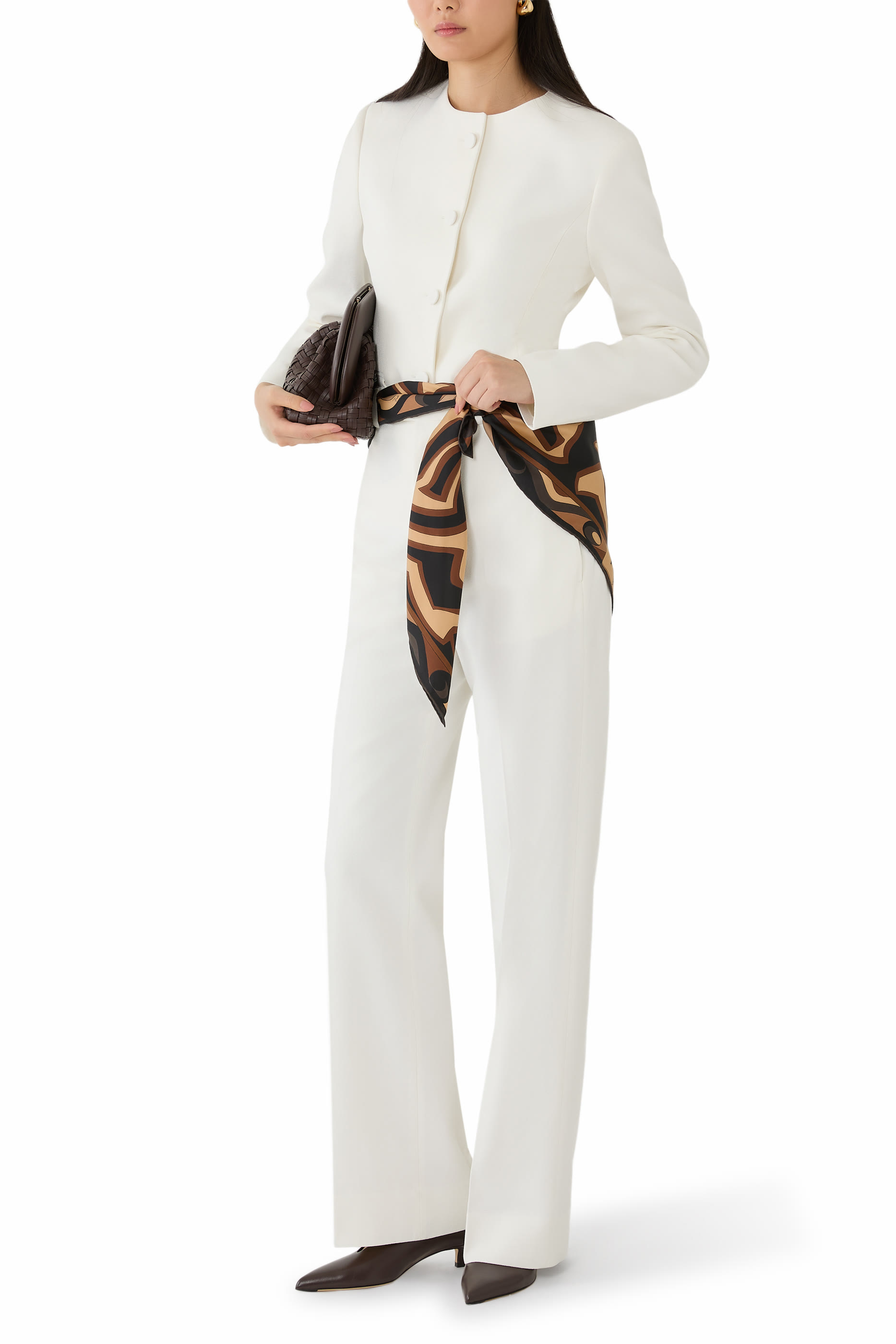 وشاح مربع بطبعات حرير تويل 