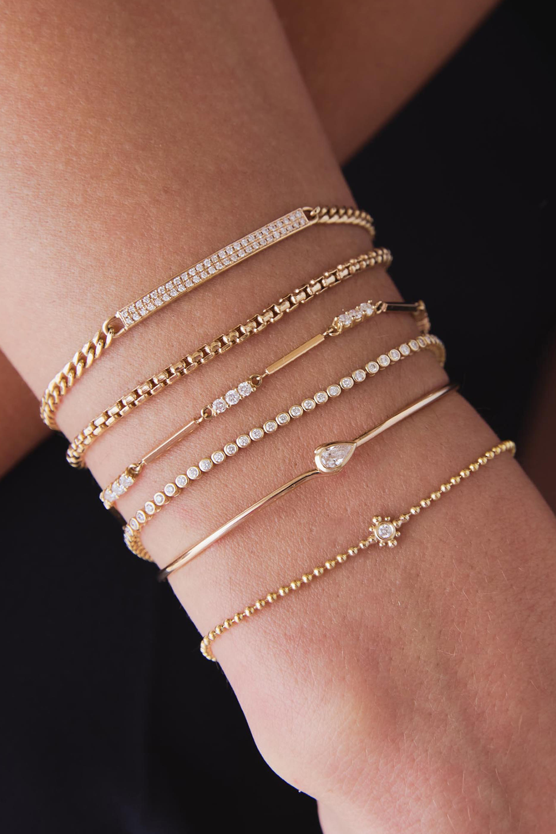 سوار سلسلة بوصلات مربعة متوسطة، ذهب أصفر عيار 14