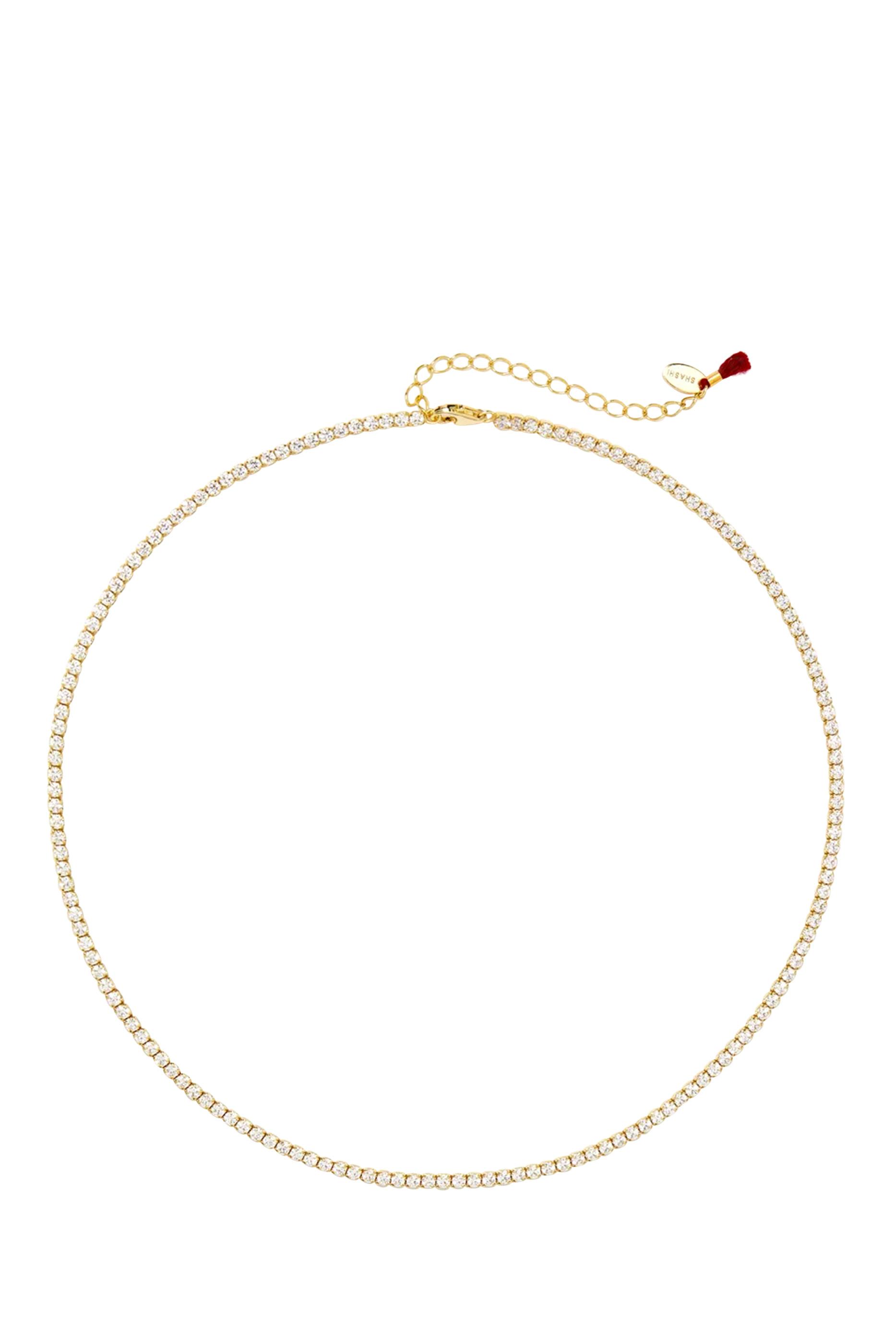 قلادة تنس مرصعة بكريستال وأحجار زركونيا مستديرة، فضة استرلينية مطلية بفيرميل عيار 14