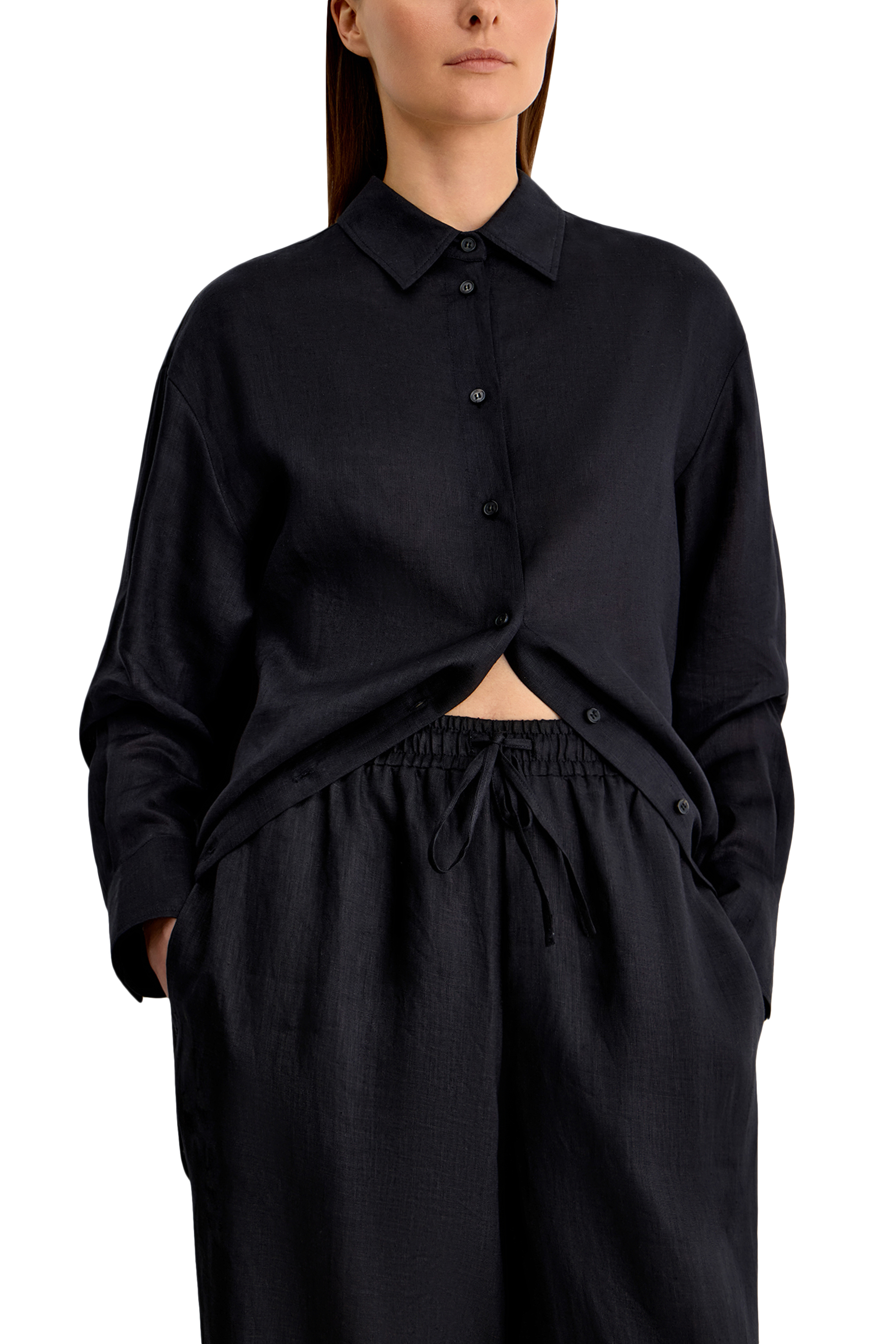 بنطال بخصر برباط تضييق كتان