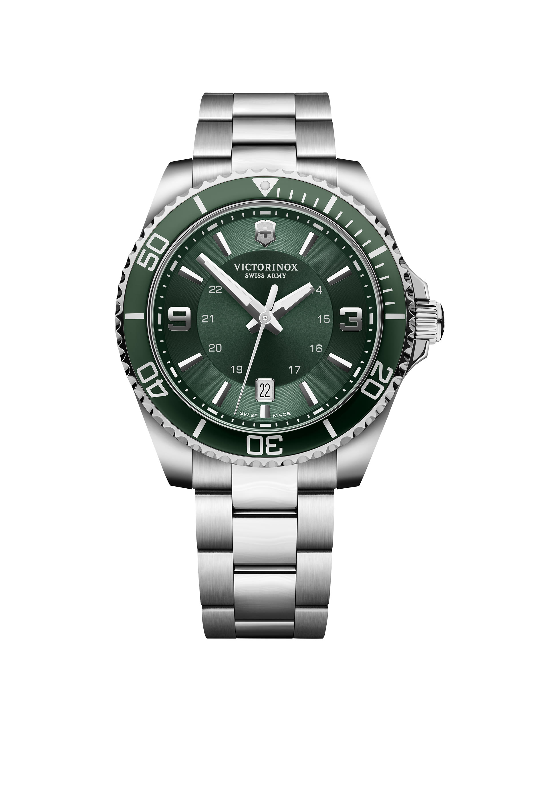 ساعة مافريك كبيرة مزينة بكريستال ياقوتي، ستانلس ستيل