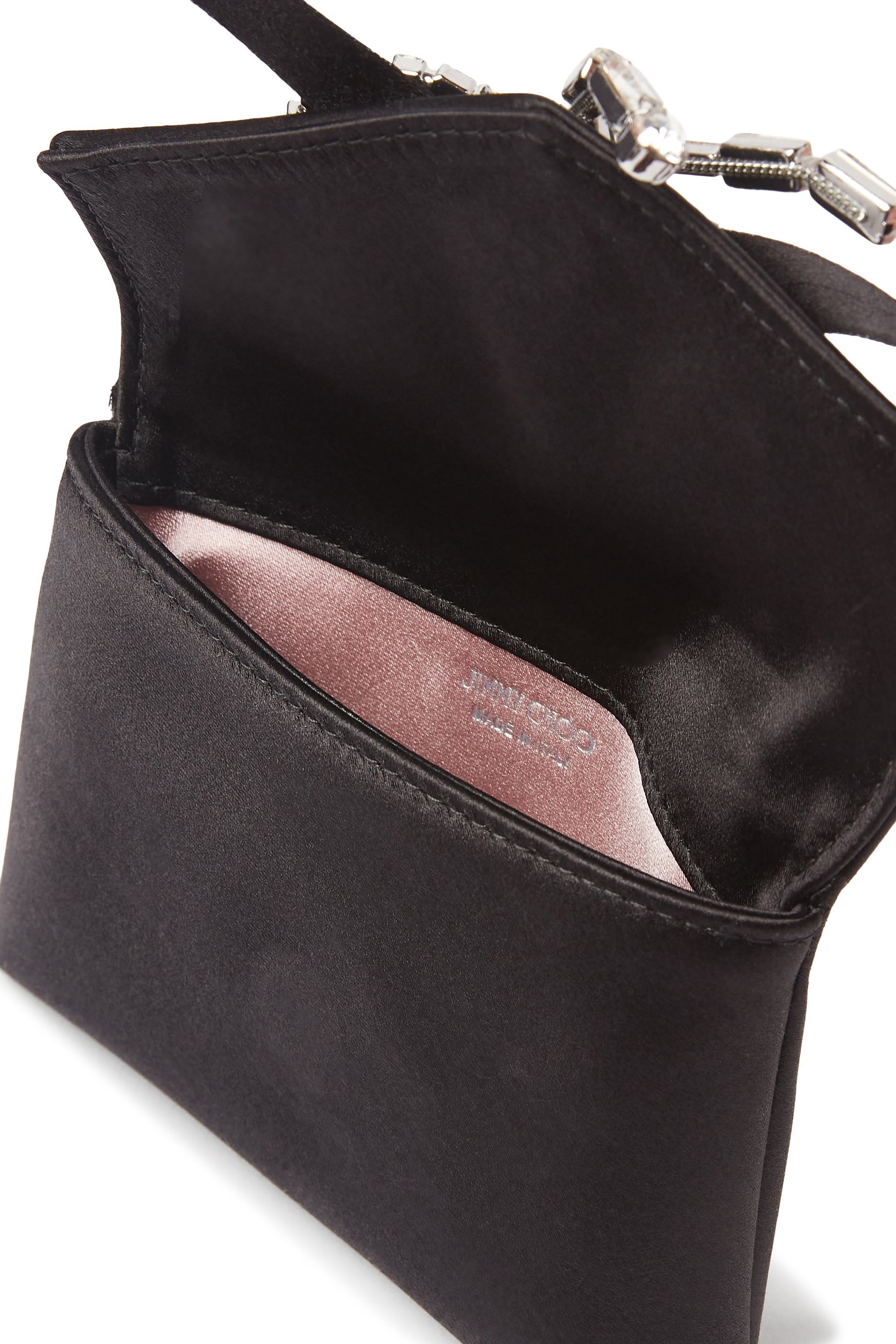 حافظة بطاقات بفيوكة مرصعة بكريستال ساتان