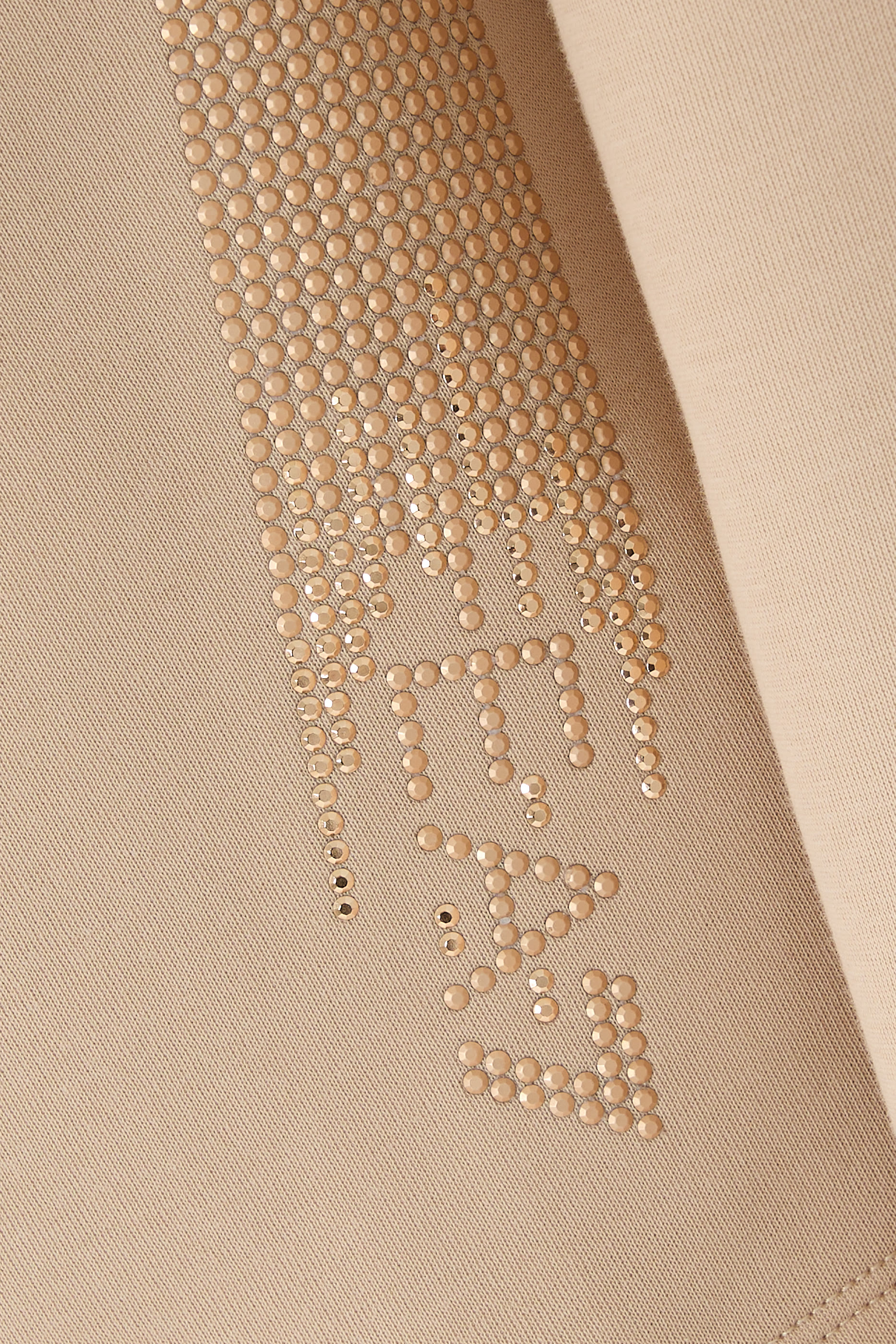 سويت شيرت بطبعة شعار الماركة مطرز بأحجار الراين