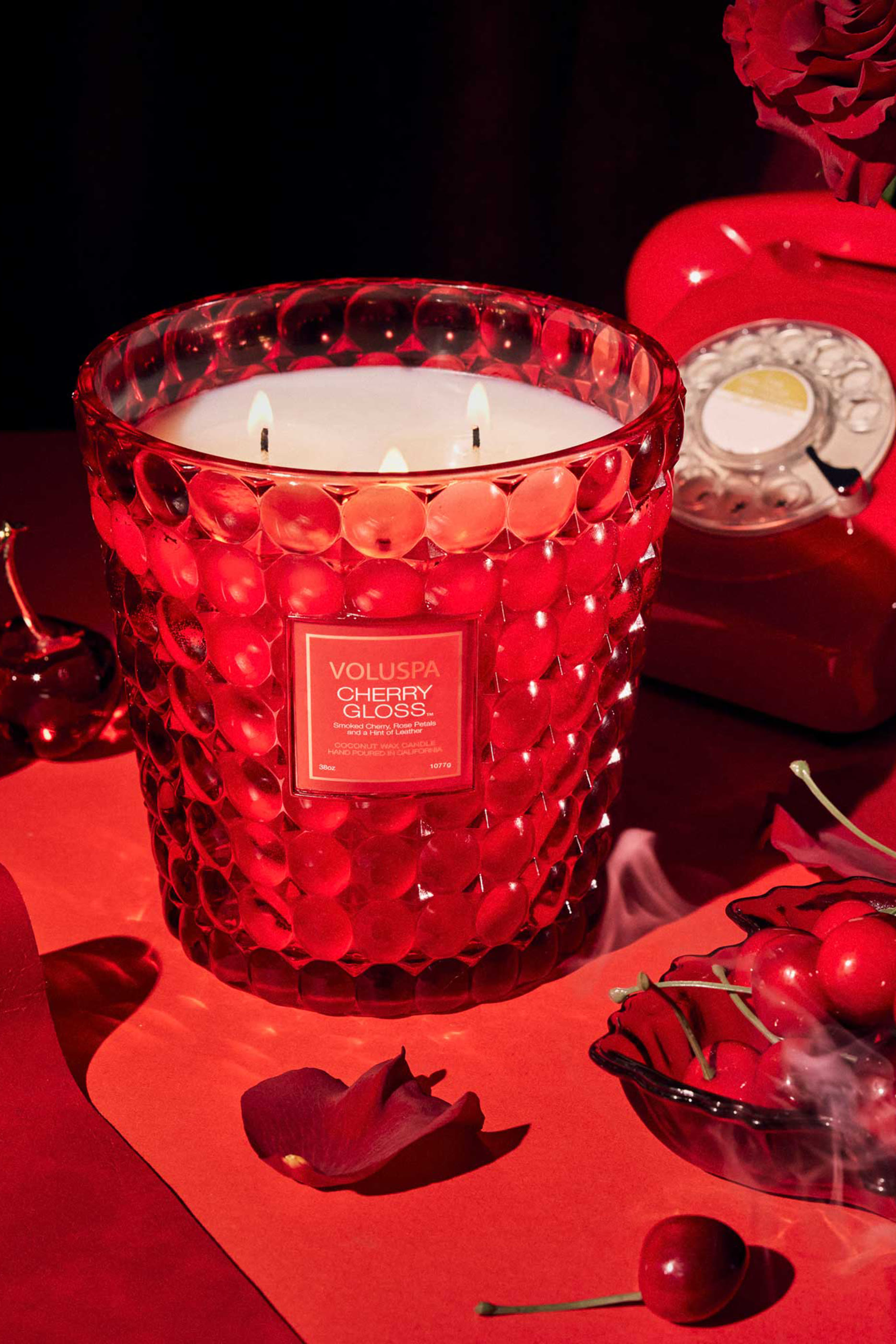 شمعة شيري جلوس بثلاث فتائل