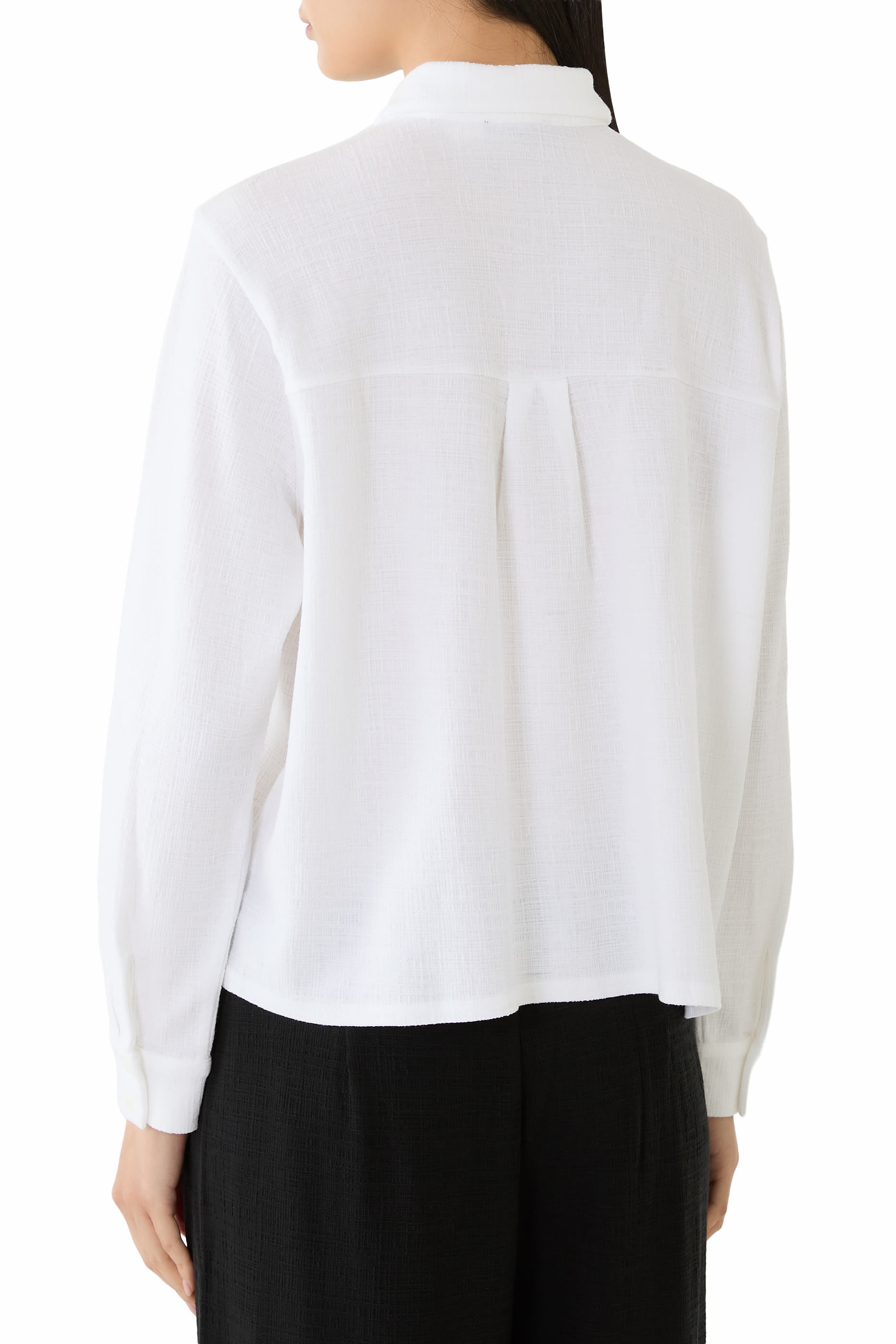 قميص بياقة كلاسيكية نسيج جيرسيه مطاطي متقاطع