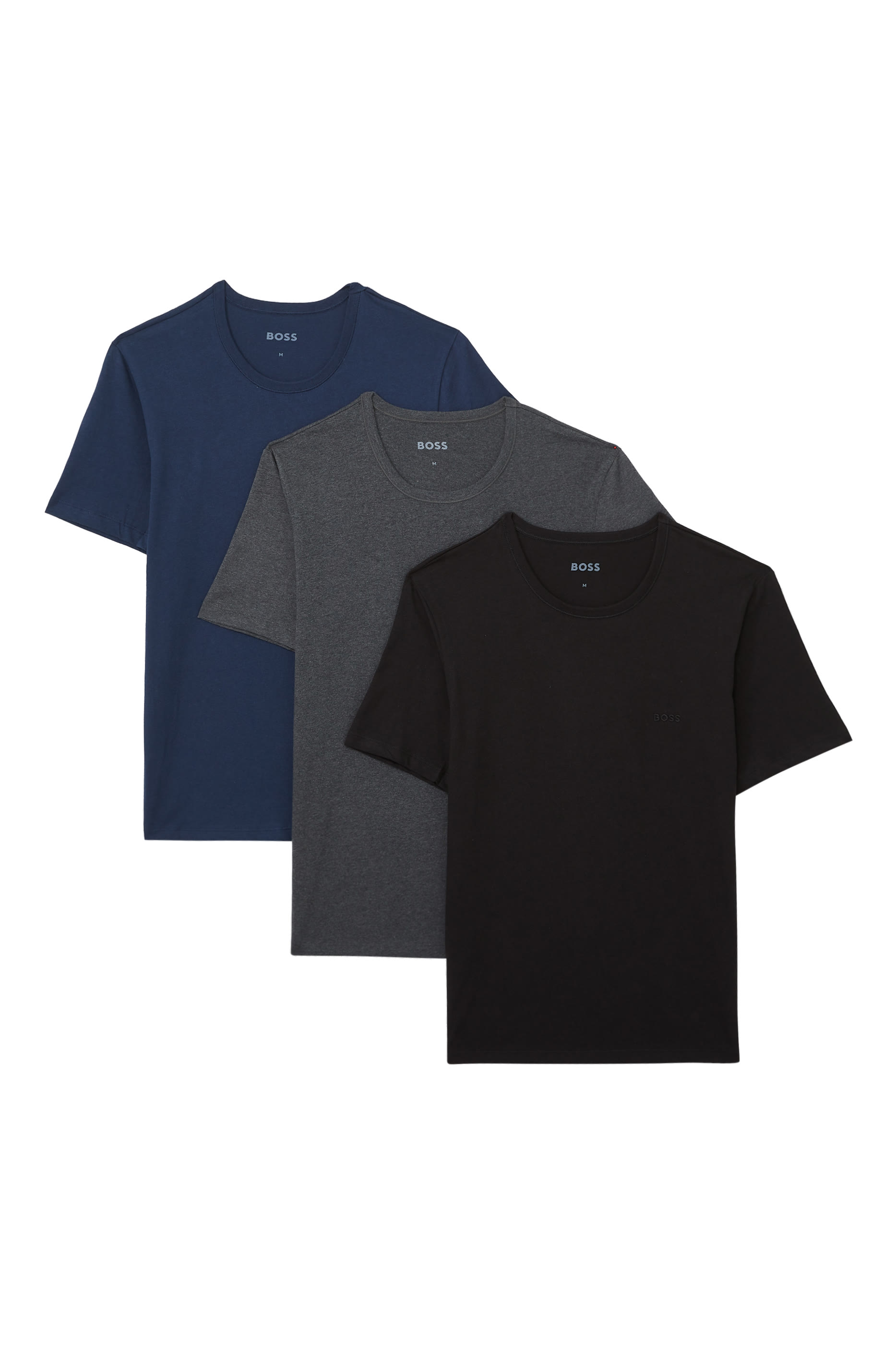 طقم تيشيرتات كلاسيكية بياقة ضيقة، 3 قطع