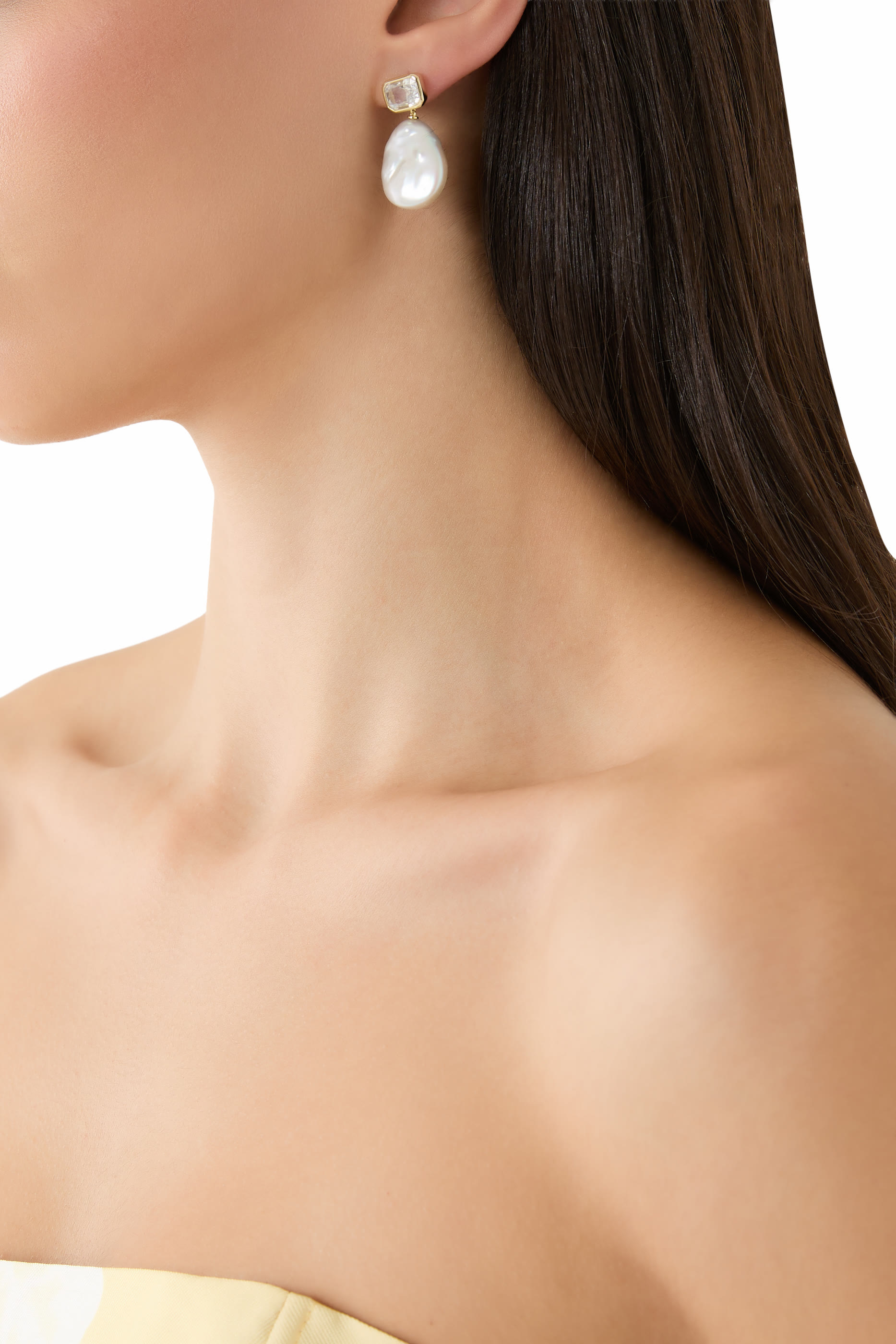 أقراط كليو بأحجار بتصميم مستطيل