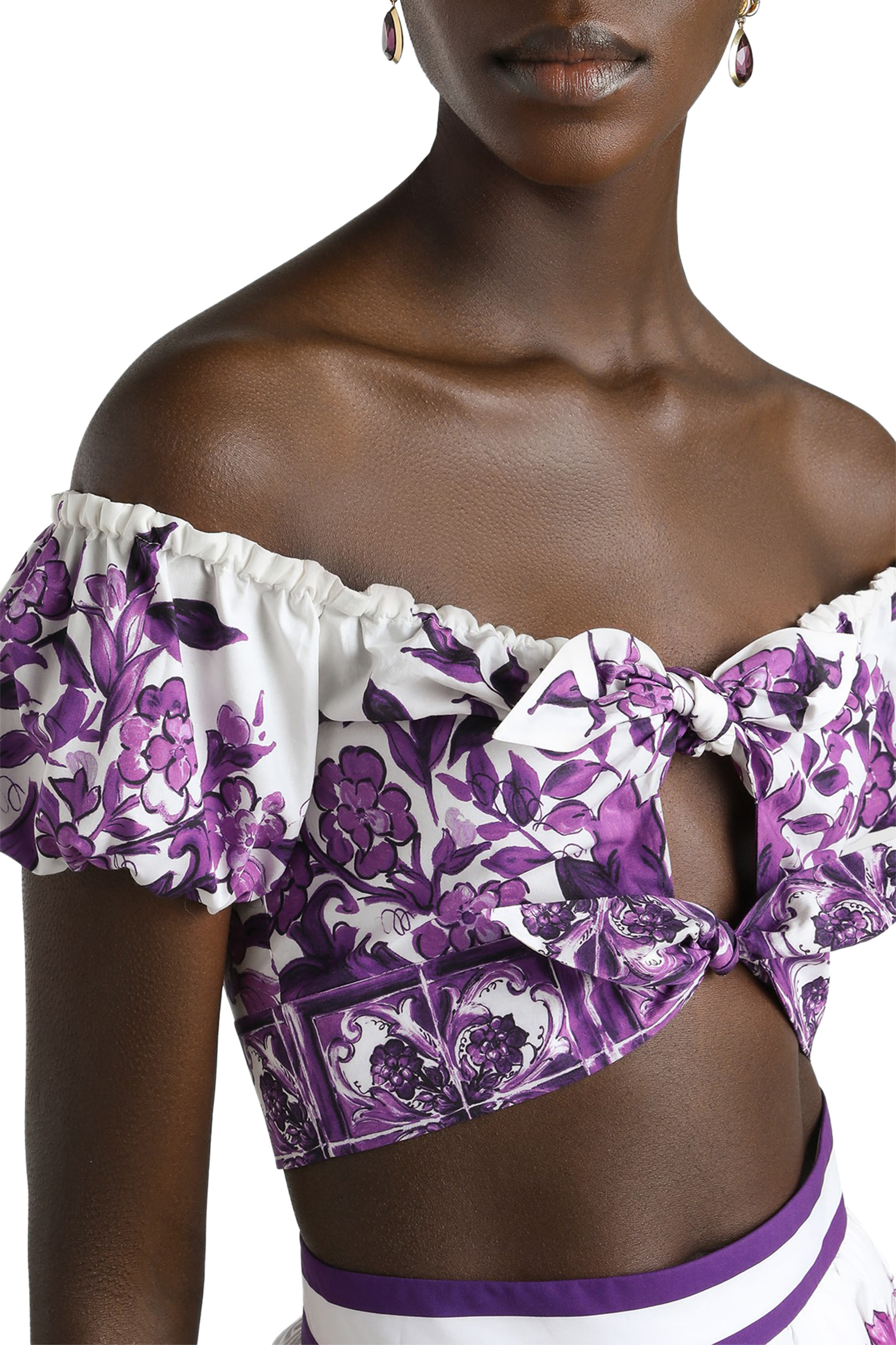 بلوزة بطبعة مايولكا بوبلين