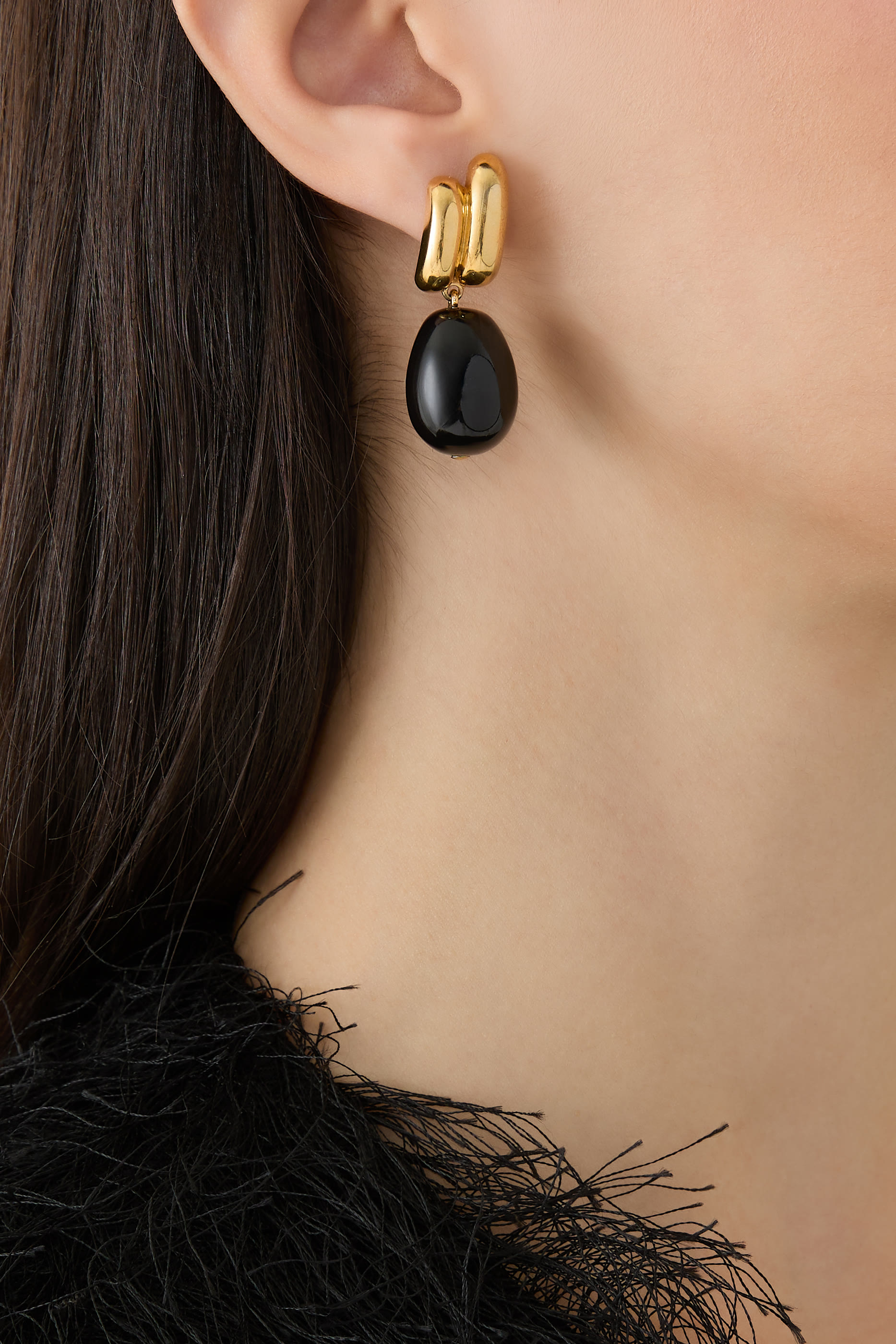 أقراط إيريس مزينة بخرز سيراميك، فضة إسترلينية