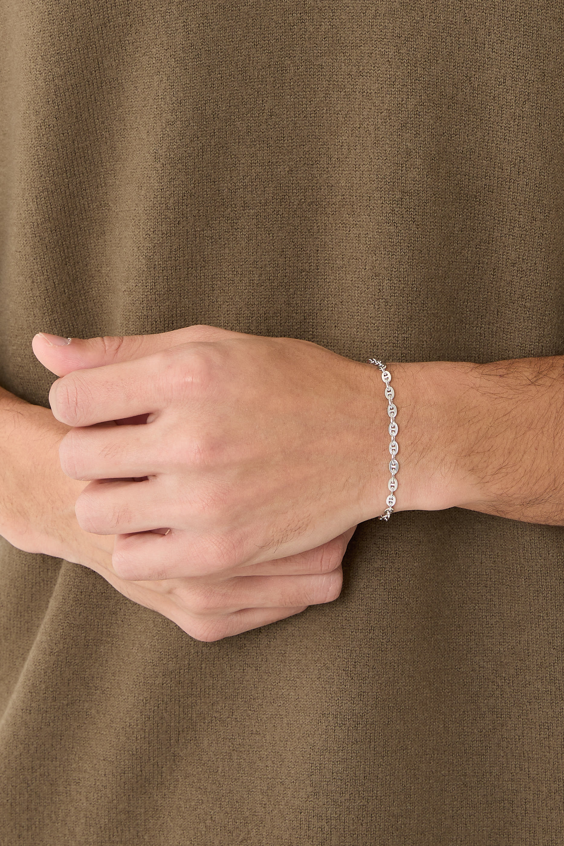 سوار سلسلة سفين، فضة إسترلينية مطلية بالروديوم