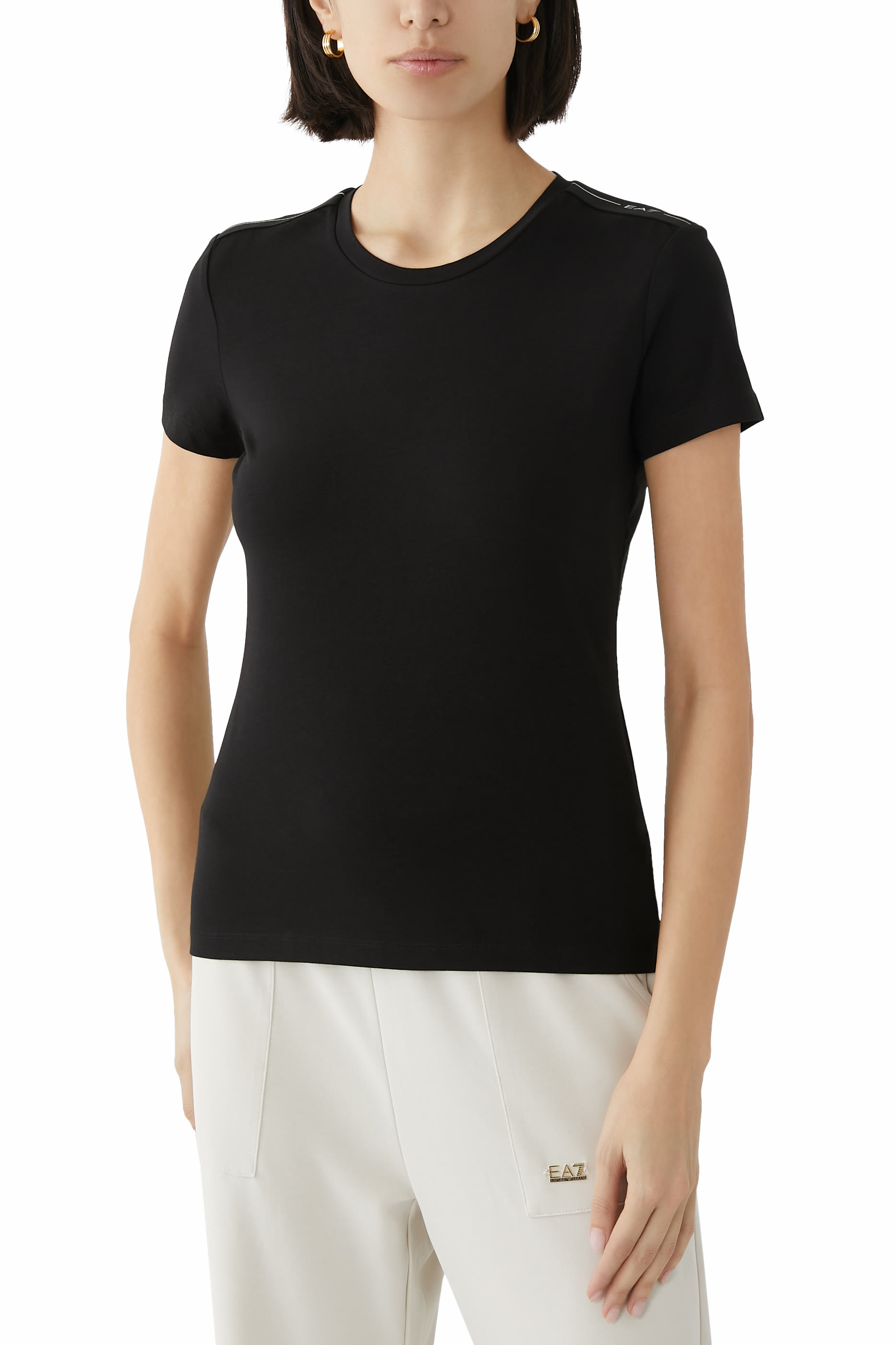 تيشيرت بشعار الماركة قطن جرسيه مطاطي