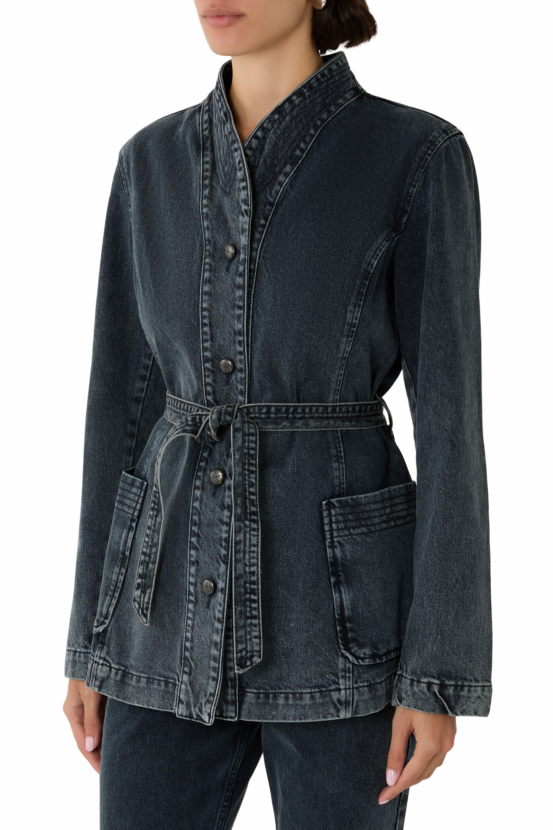 جاكيت دنيم بحزام