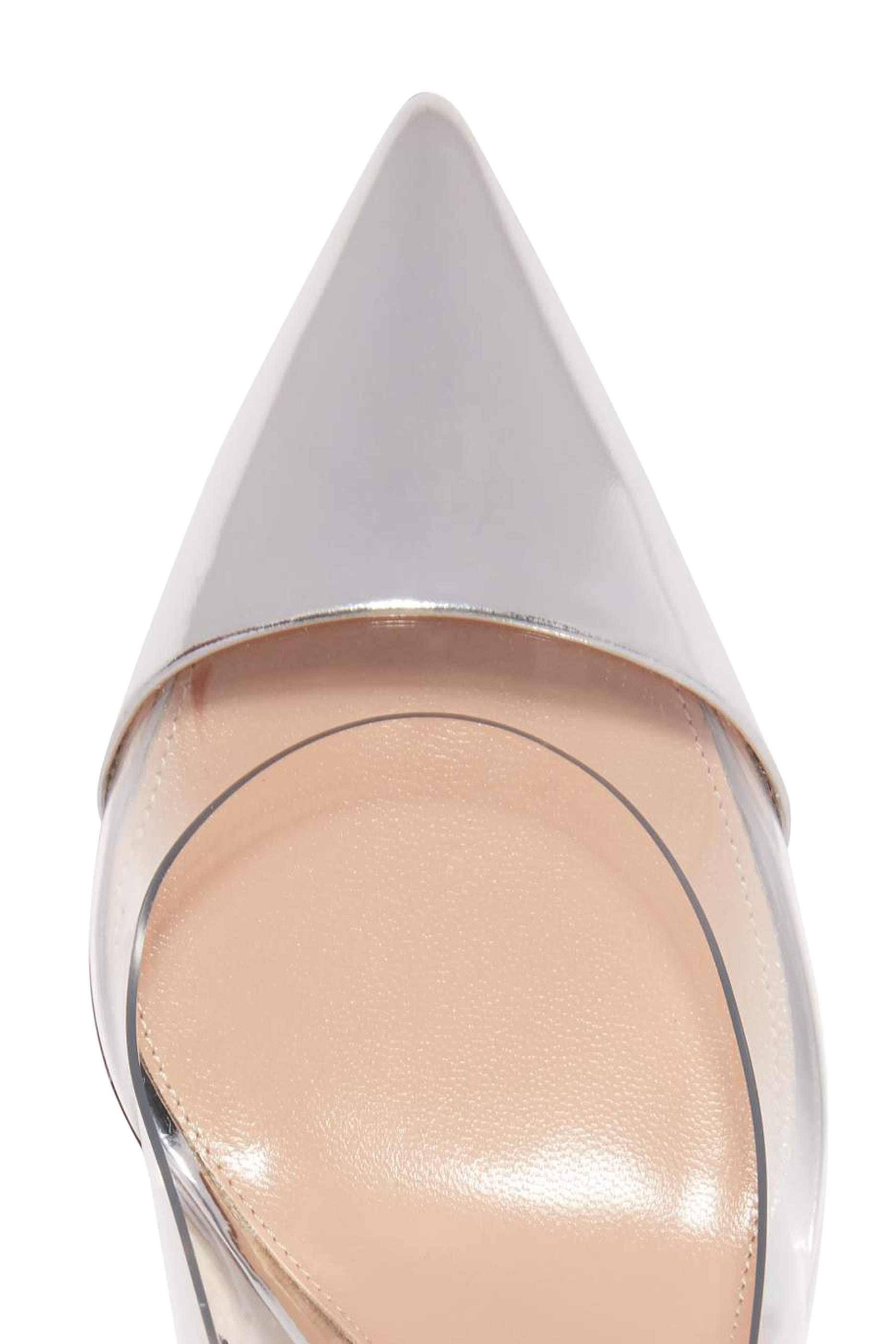 حذاء كلاسيك جلد بأجزاء شفافة