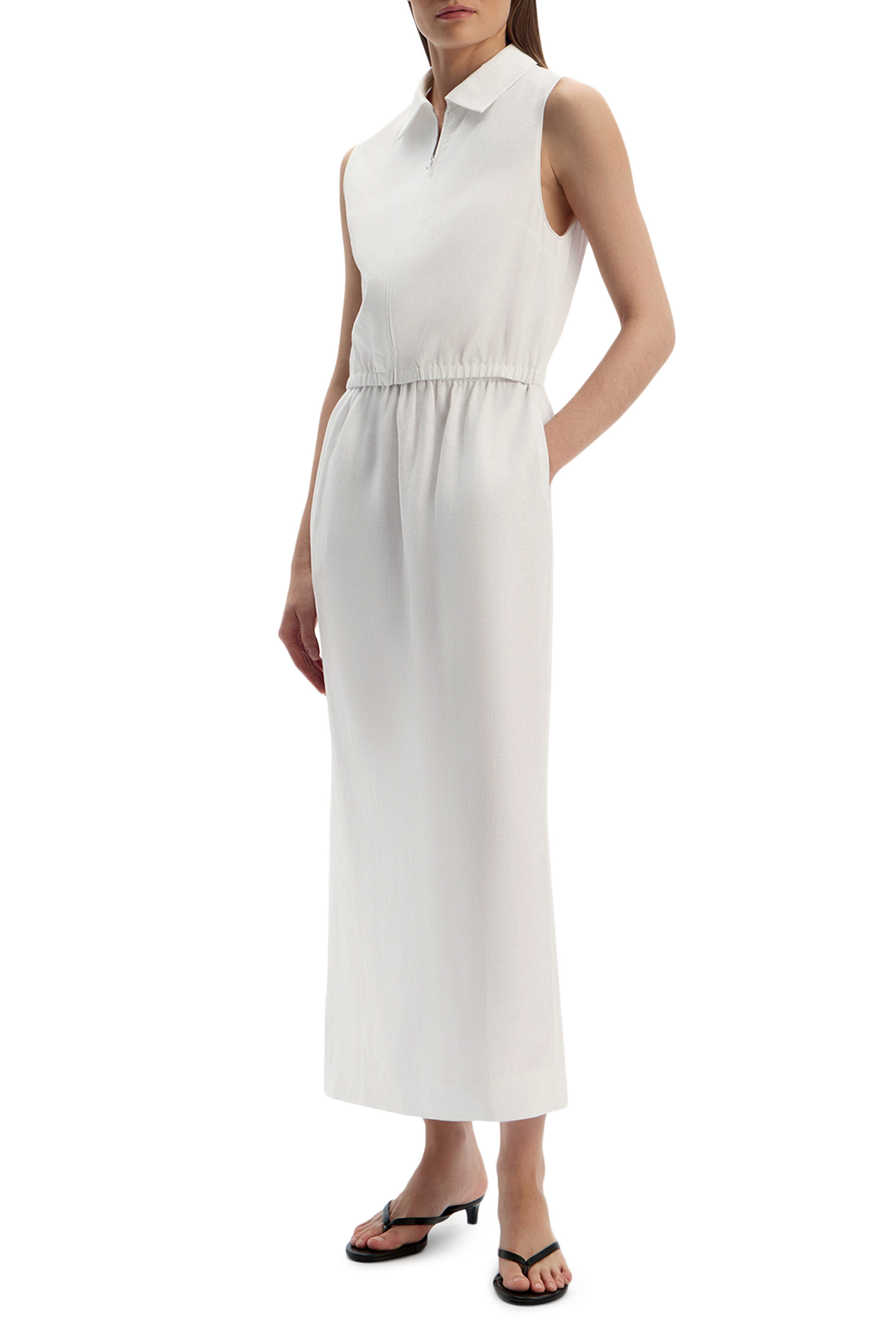 تنورة بخصر برباط تضييق كتان