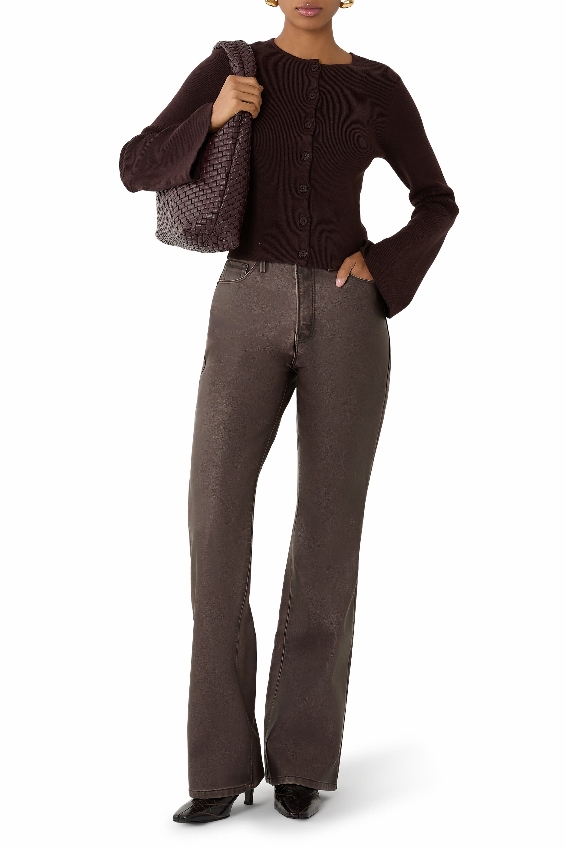 كارديجان منسوج بأكمام جرس