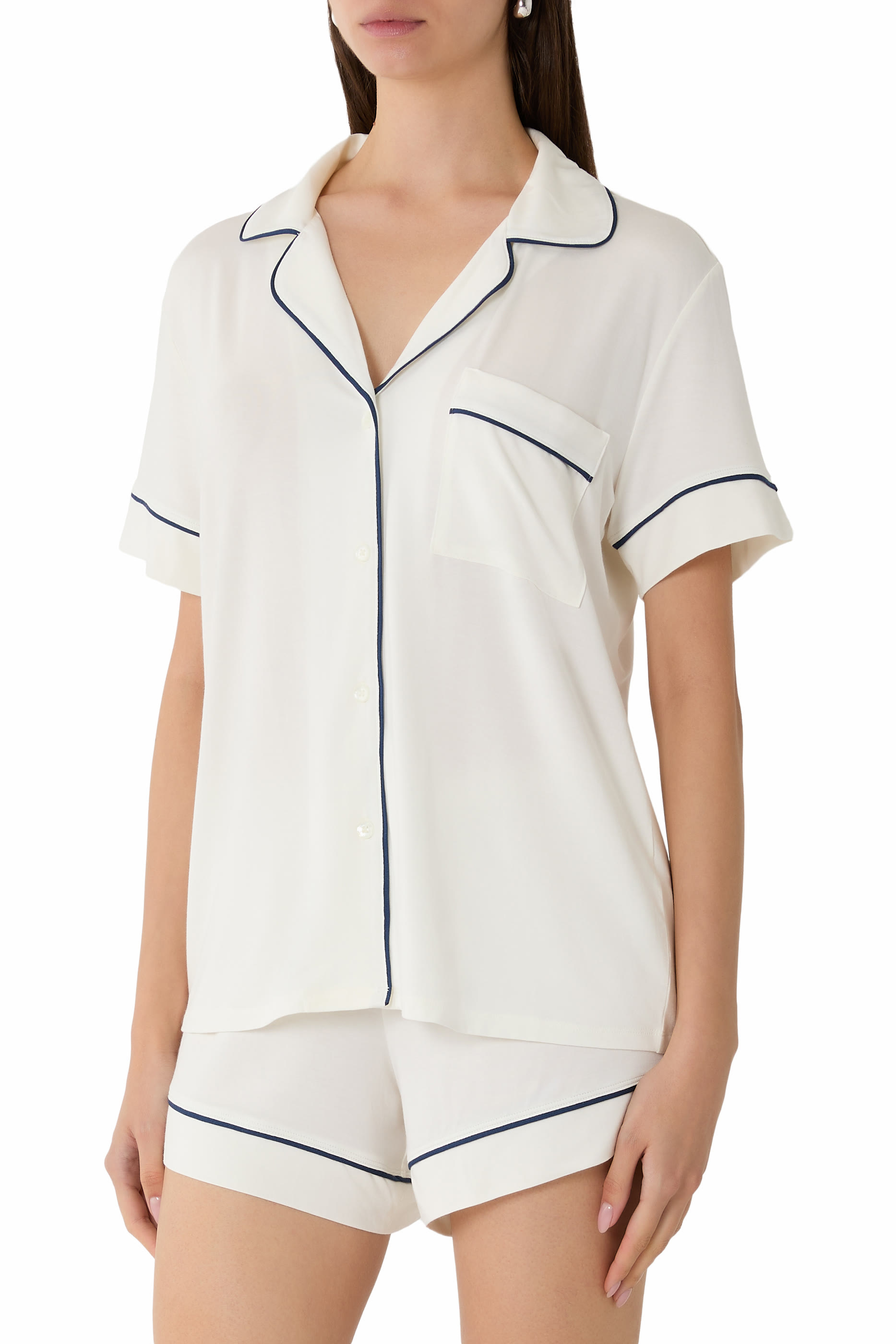 طقم بيجاما شورت جيزيل بقصة مريحة تينسيل مودال