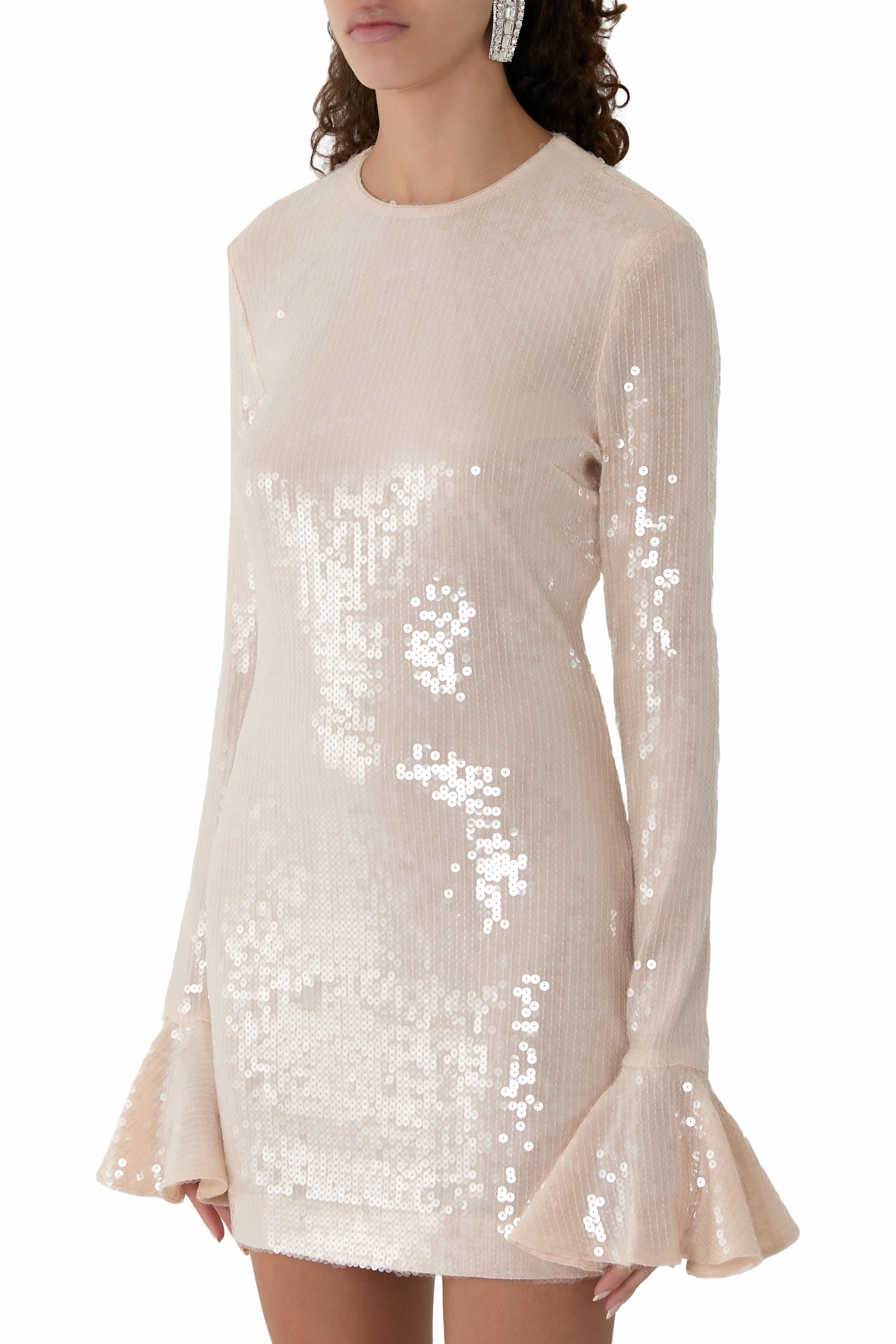 فستان قصير مزين بترتر