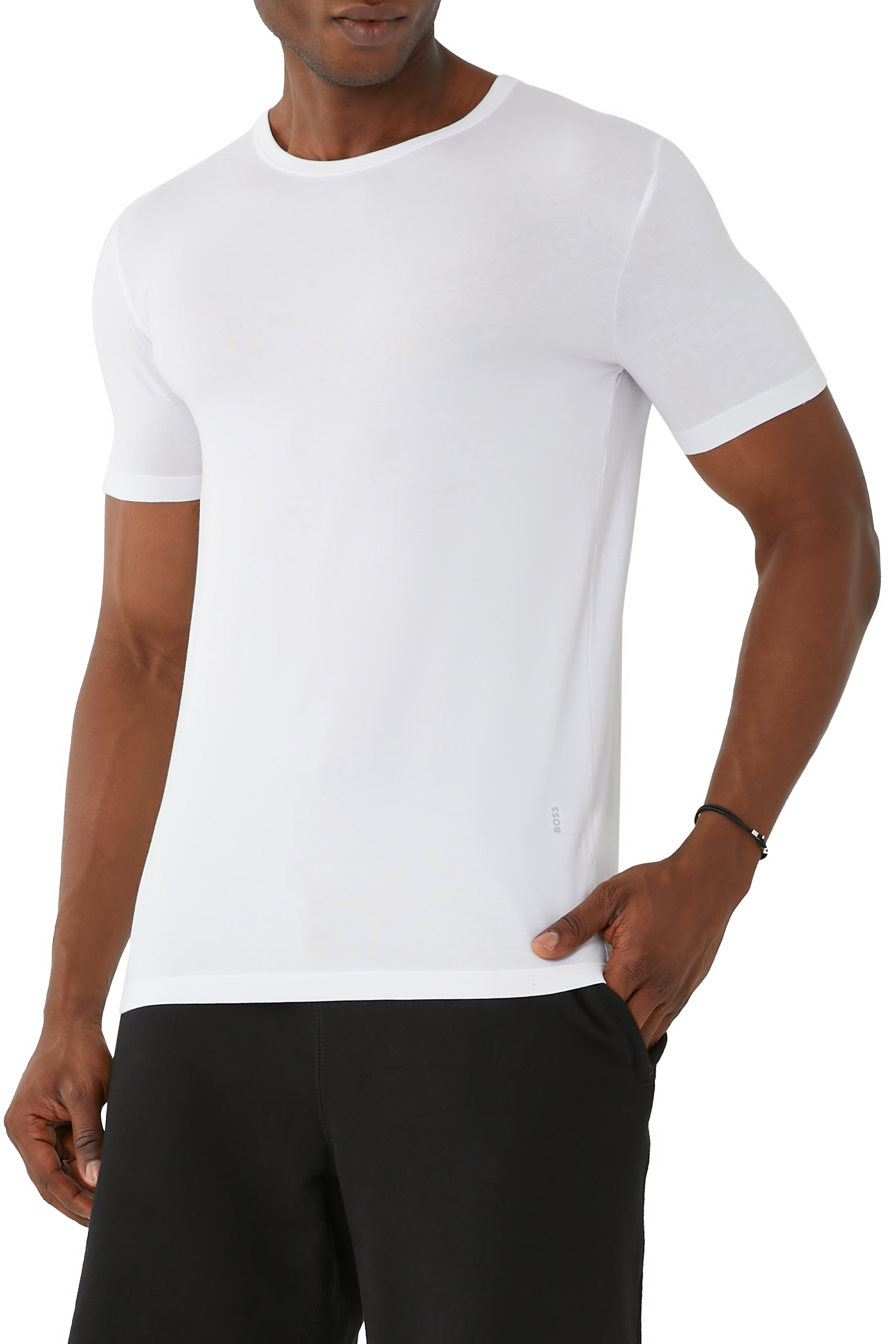 طقم تيشيرتات داخلية قطن مطاطي، قطعتين