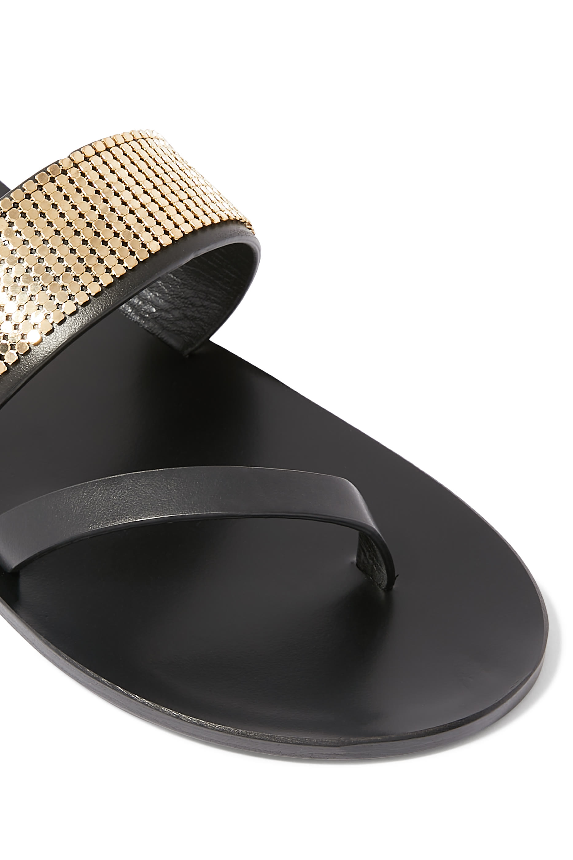 حذاء مفتوح من الخلف آيدا بكعب مسطح وسير مزين