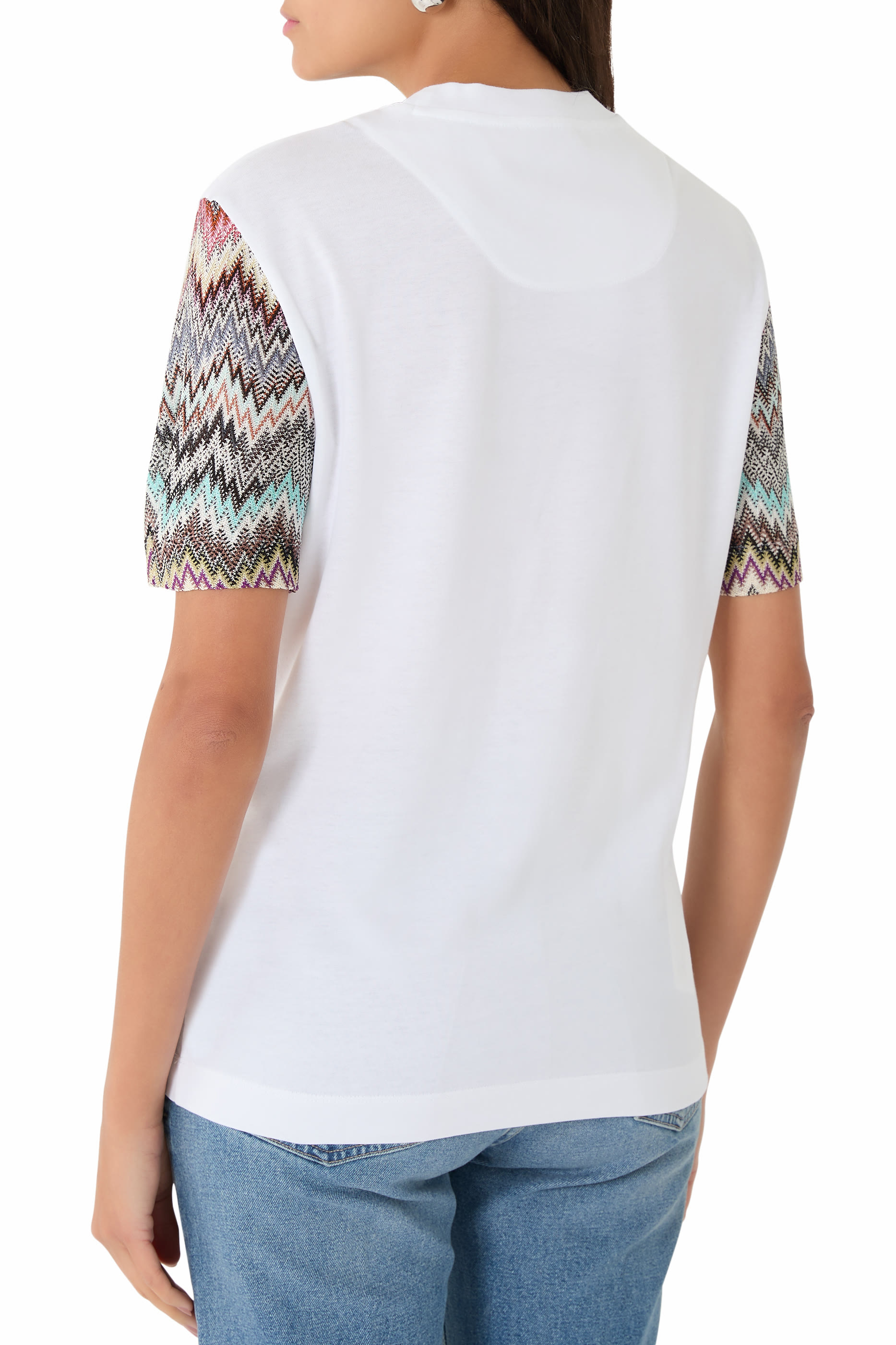 تيشيرت بياقة ضيقة نسيج راشيل