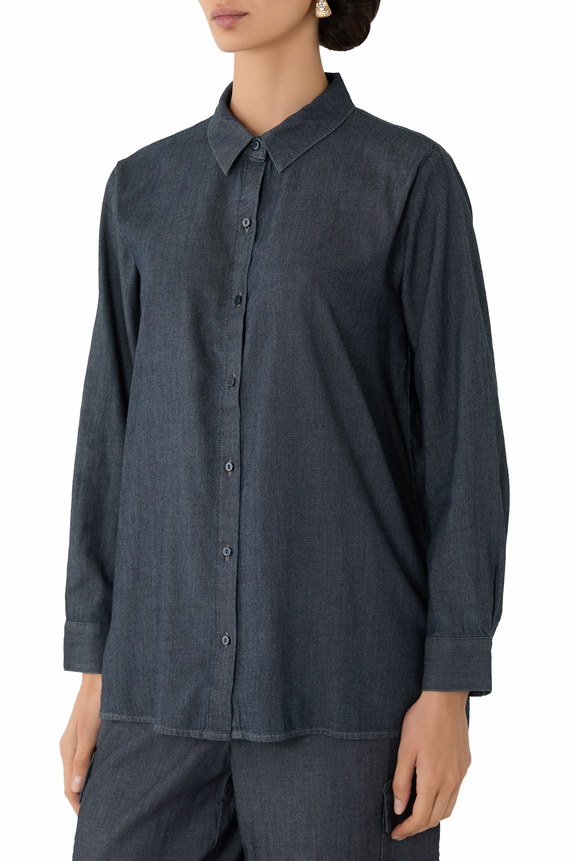 Airy Organic Cotton Twill Classic Collar Shirt 