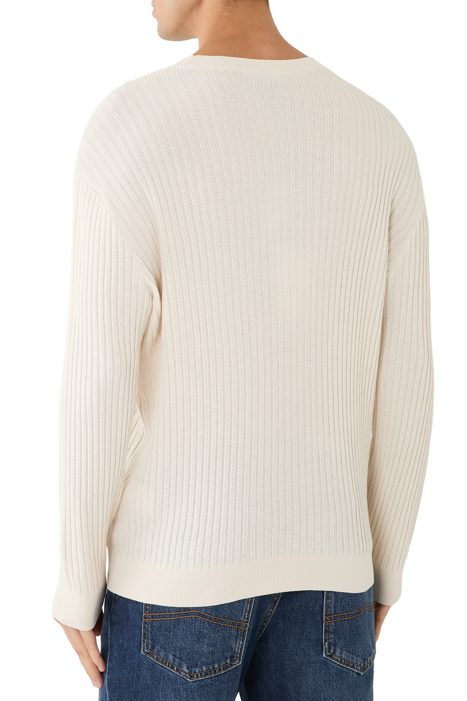 سترة منسوجة بياقة ضيقة بشعار الماركة 