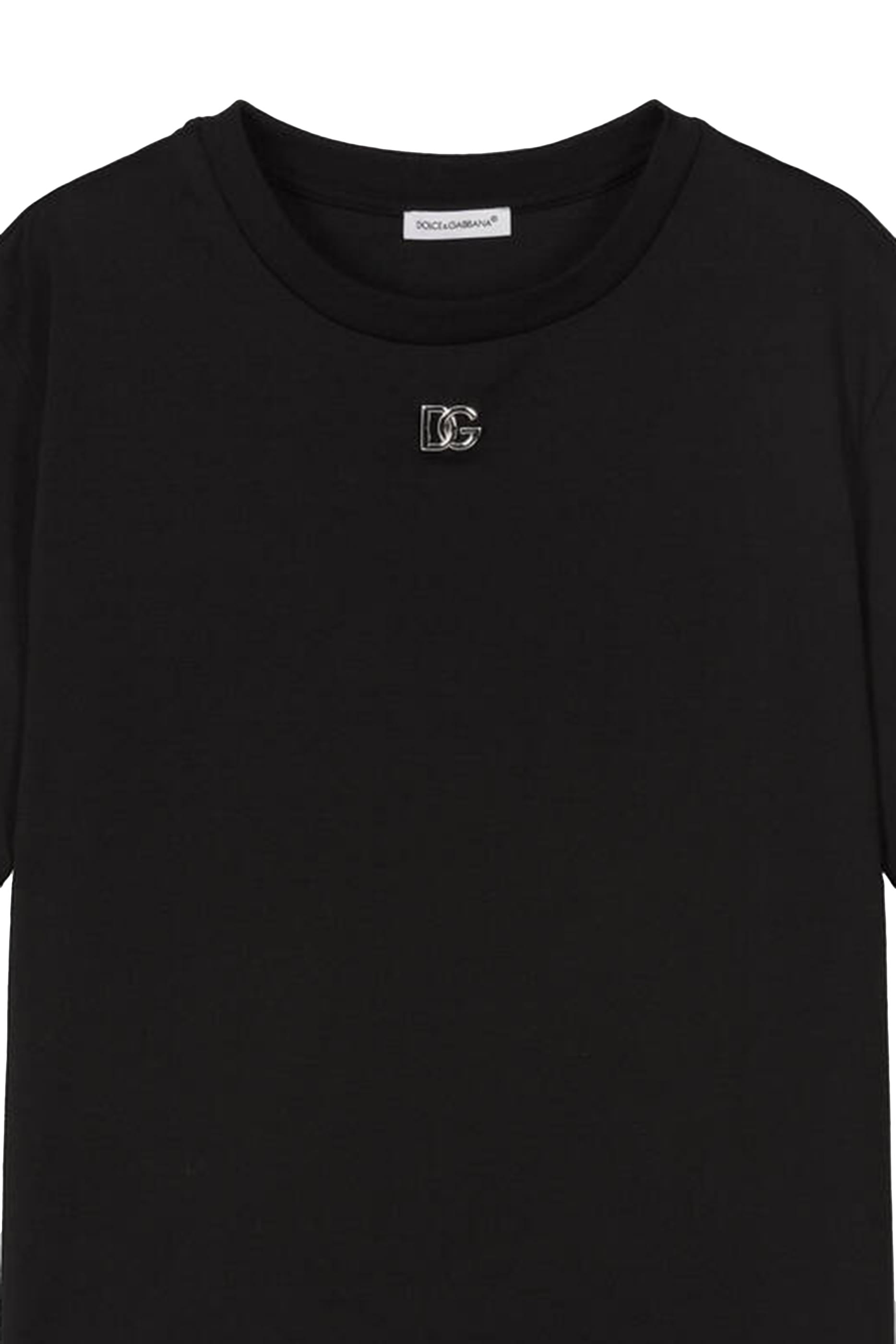 تيشيرت للأطفال بحلية معدنية بشعار الماركة