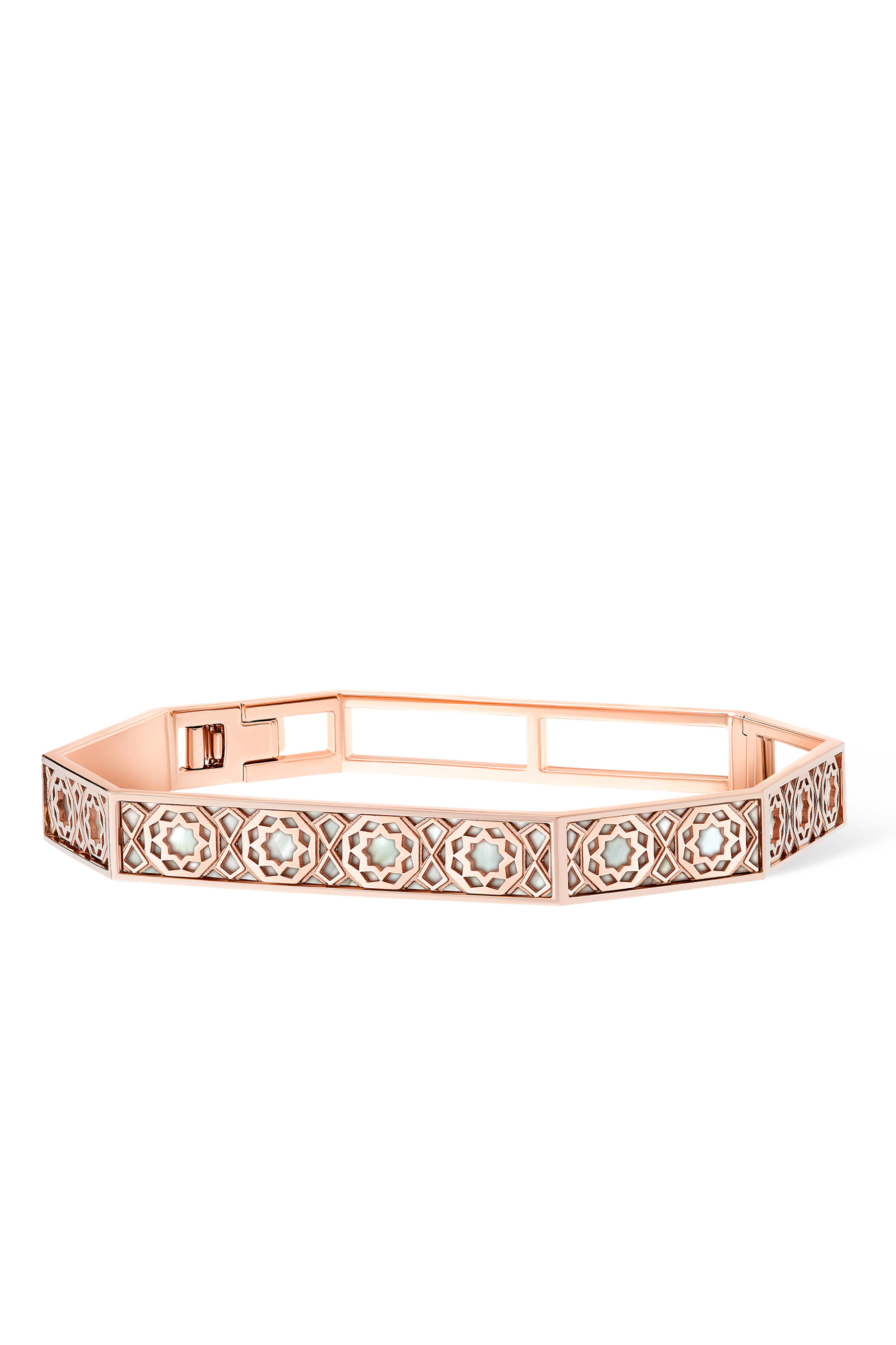 سوار عود تراث بعرق الؤلؤ ، ذهب وردي عيار 18