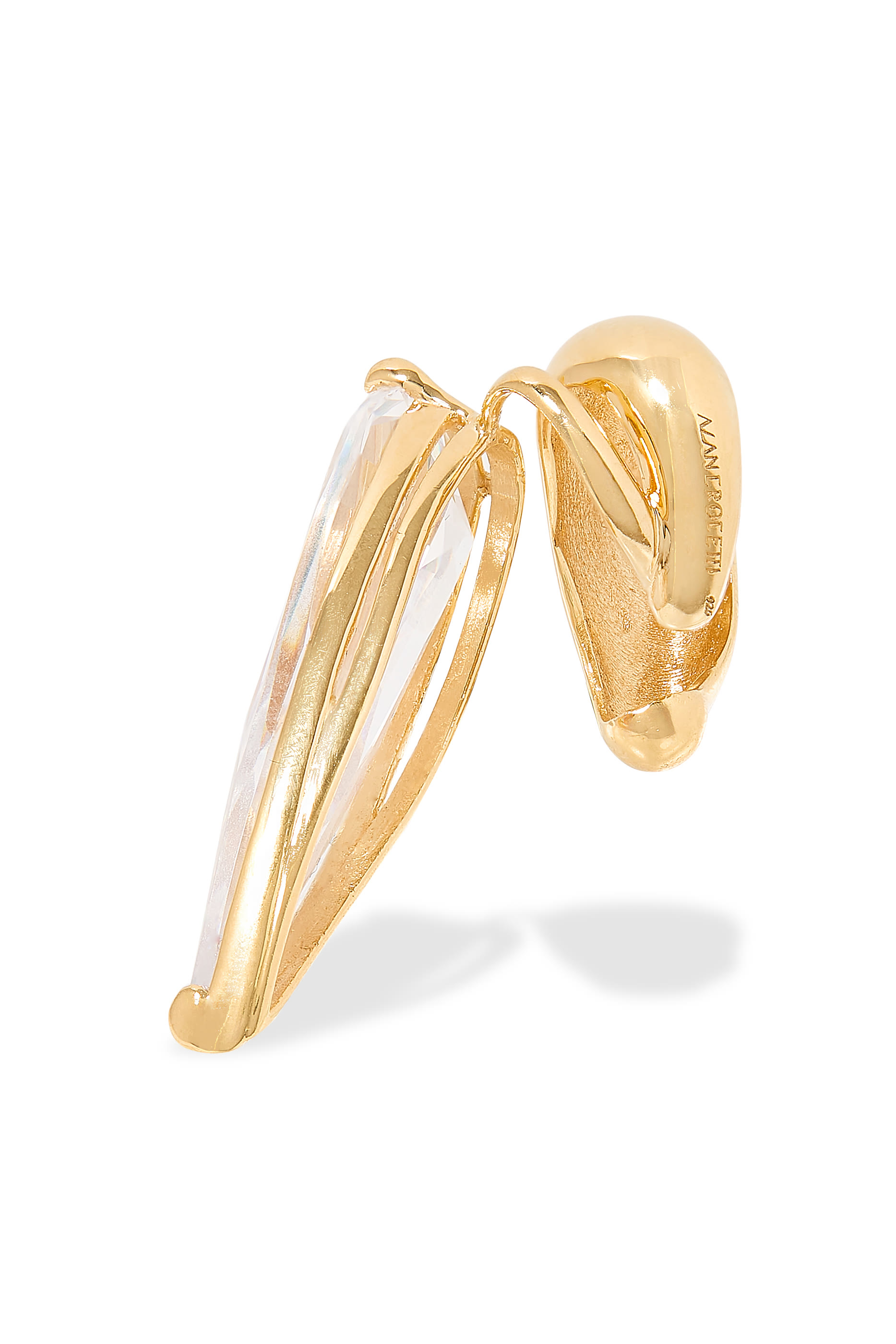 قرط آلين بتصميم مدبب مرصع بكريستال شفاف - للأذن اليسرى، فضة إسترلينية 925