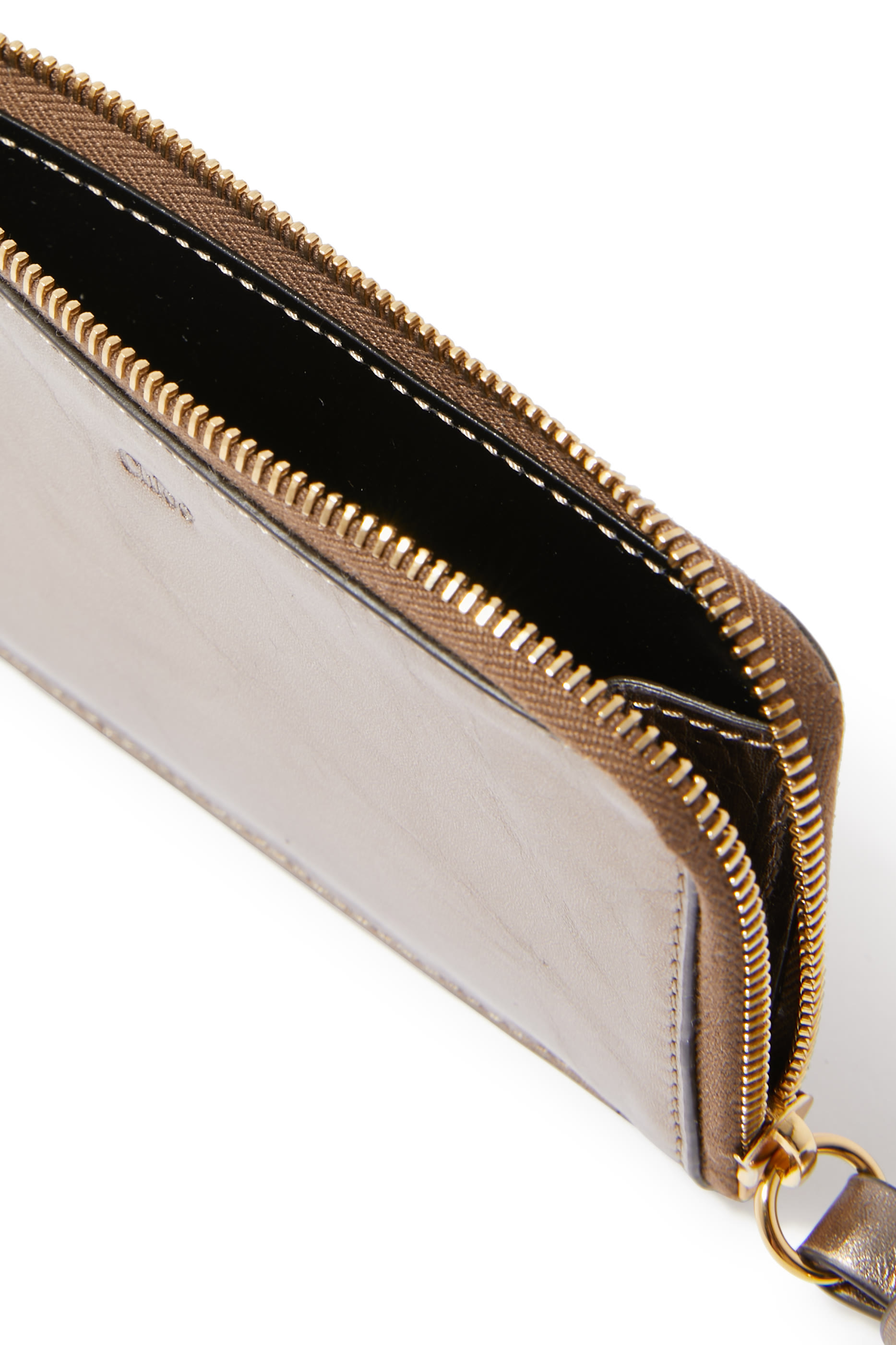 محفظة بحروف شعار الماركة جلد لامع