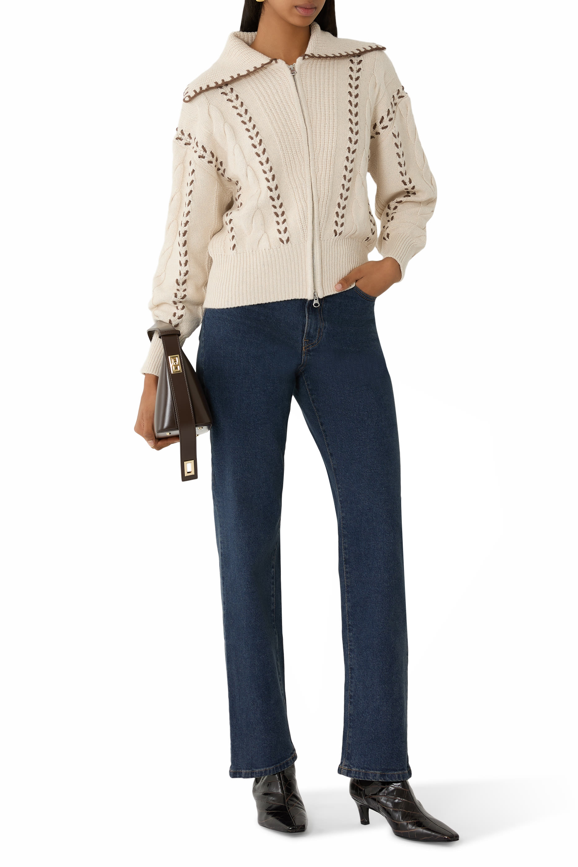  بنطال جينز زوي بقصة مستقيمة وخصر مرتفع