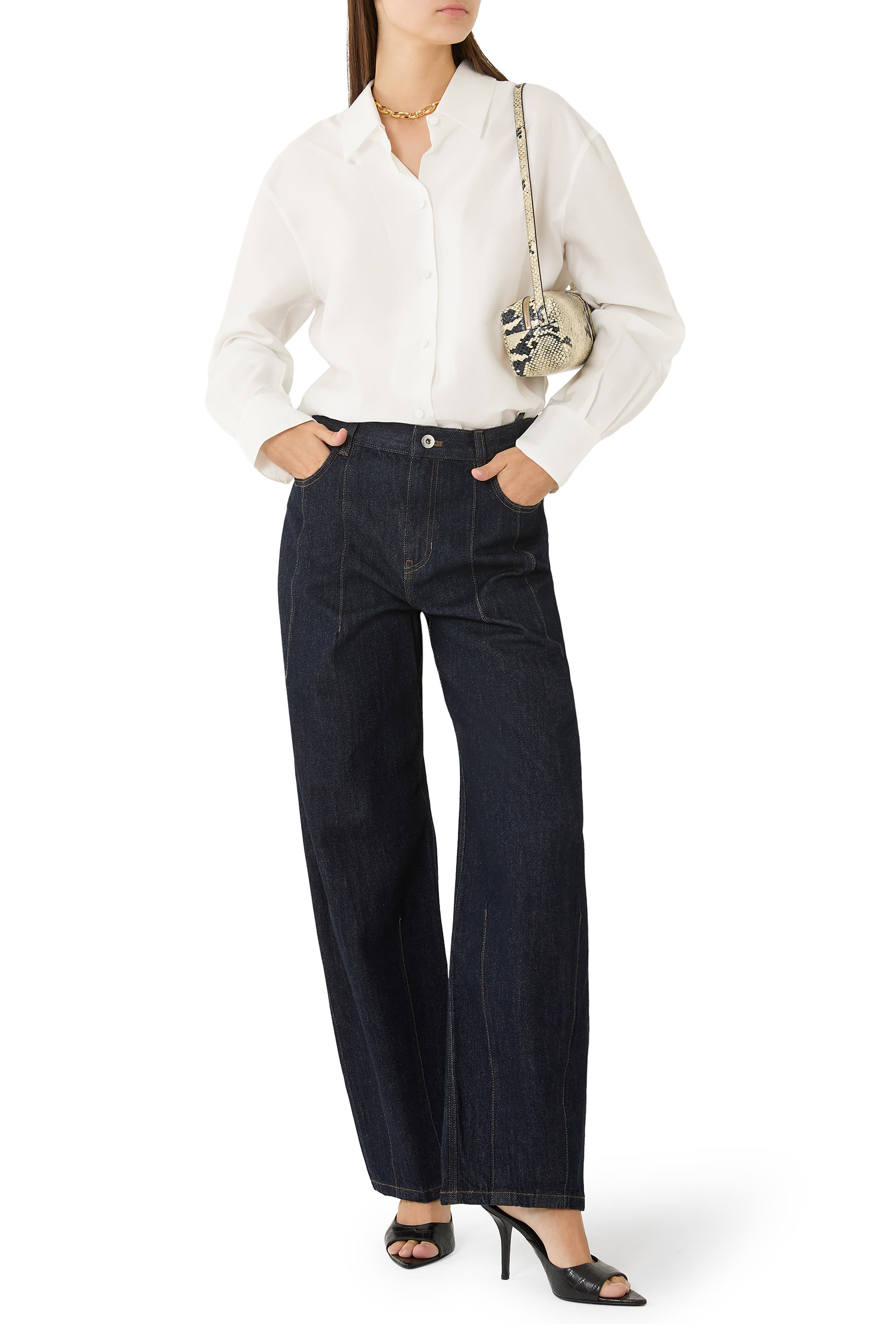 قميص بفتحة جانبية قطن