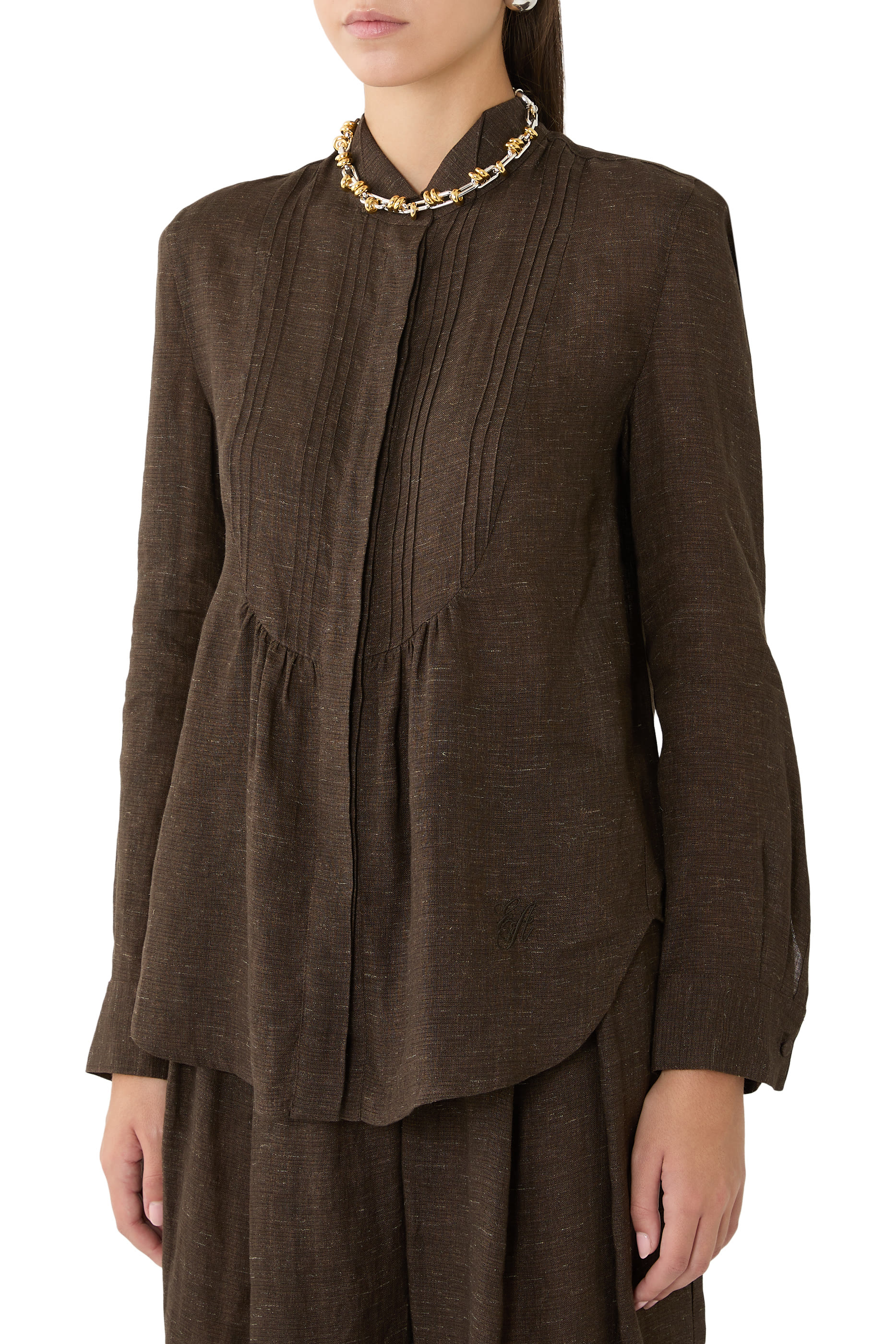  Icon Linen Chambray Shirt with Plastron