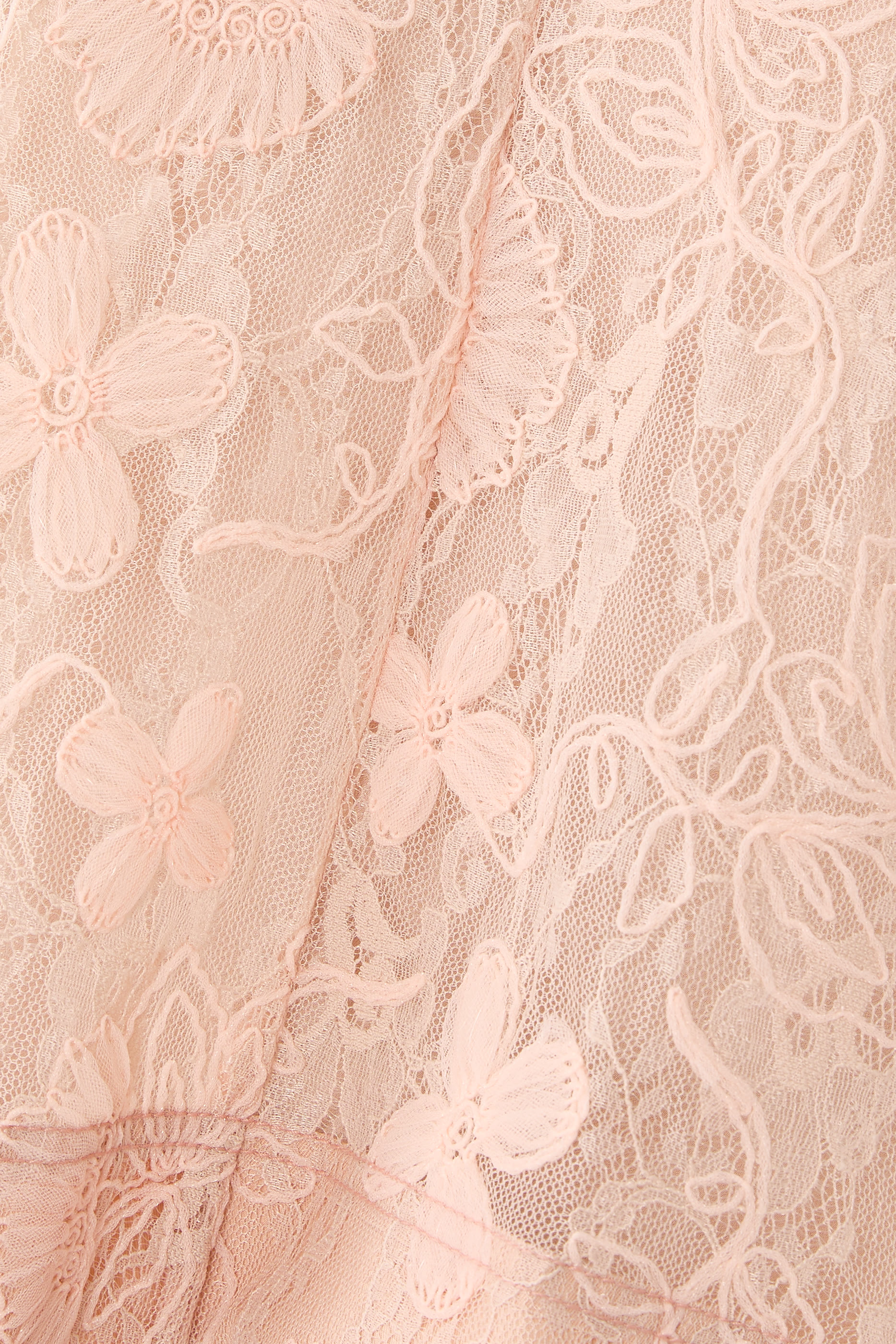 بلوزة بحافة جرس دانتيل بارز الملمس